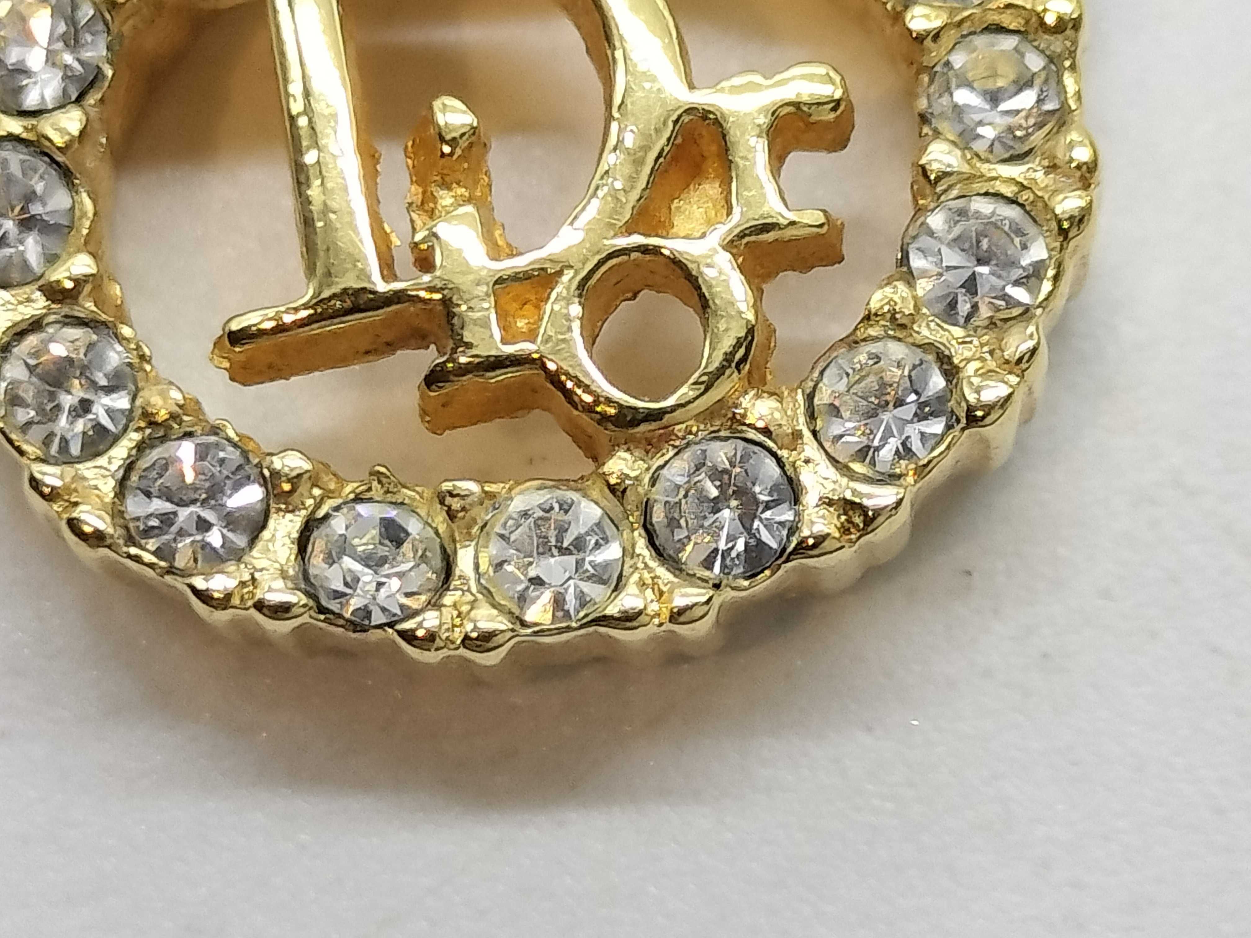 Gold Logo Stone Necklace/Earrings — view 2