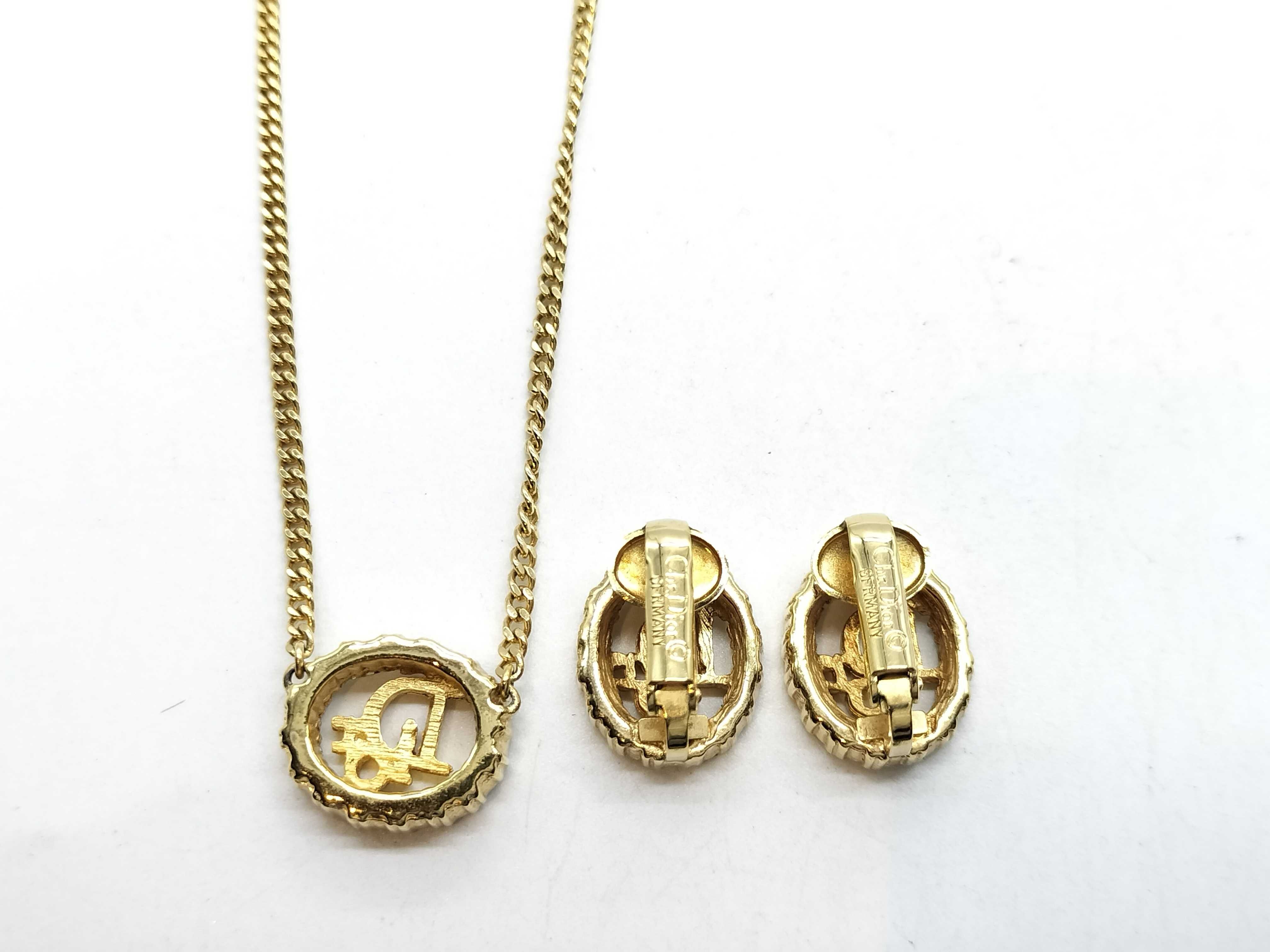 Gold Logo Stone Necklace/Earrings — view 4