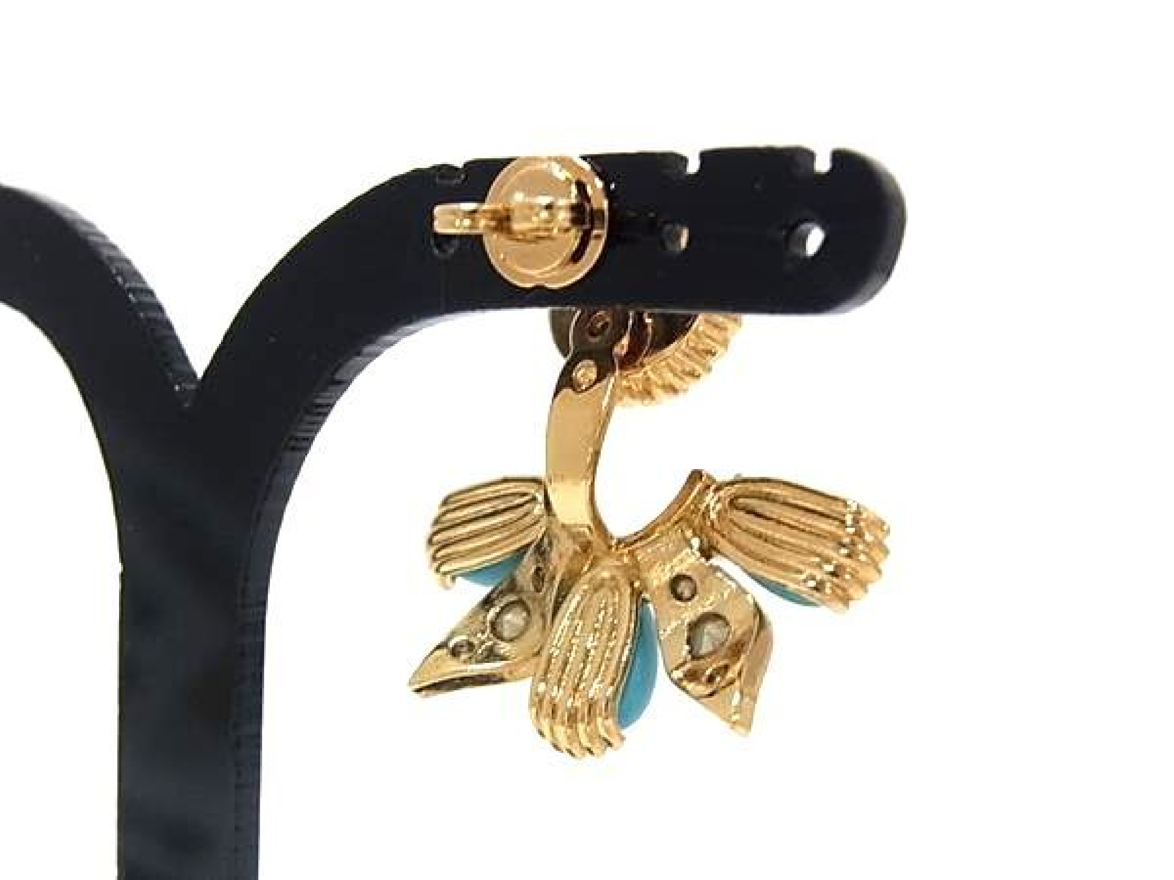 Interlocking G Rhinestone Earring (Single Earring) for Women, Gold Tone x Blue Tone, BR5097 — view 2