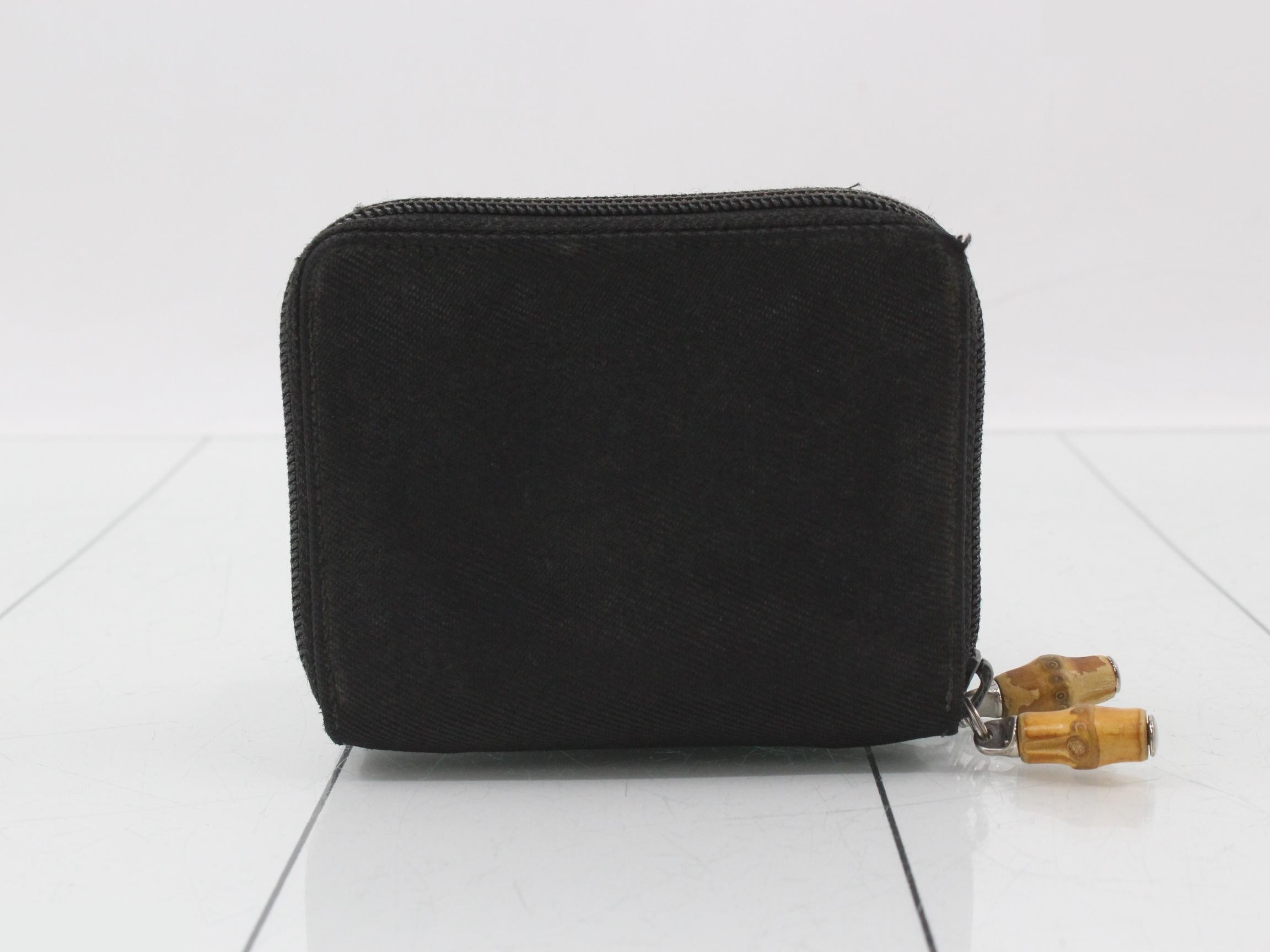 Bamboo Nylon Black Double Zipper Compact Wallet — view 2
