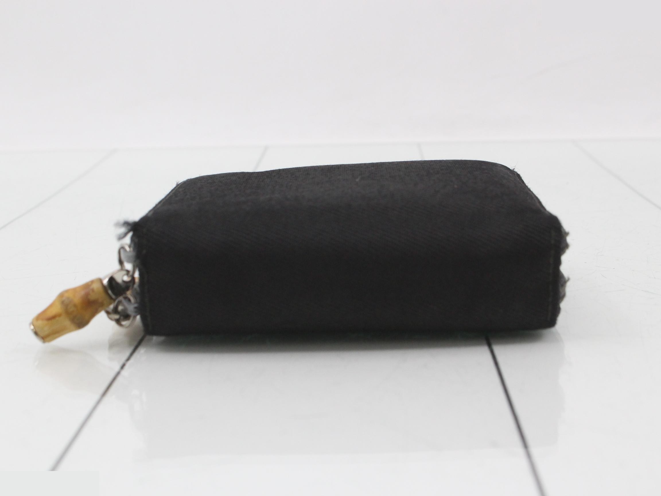 Bamboo Nylon Black Double Zipper Compact Wallet — view 3