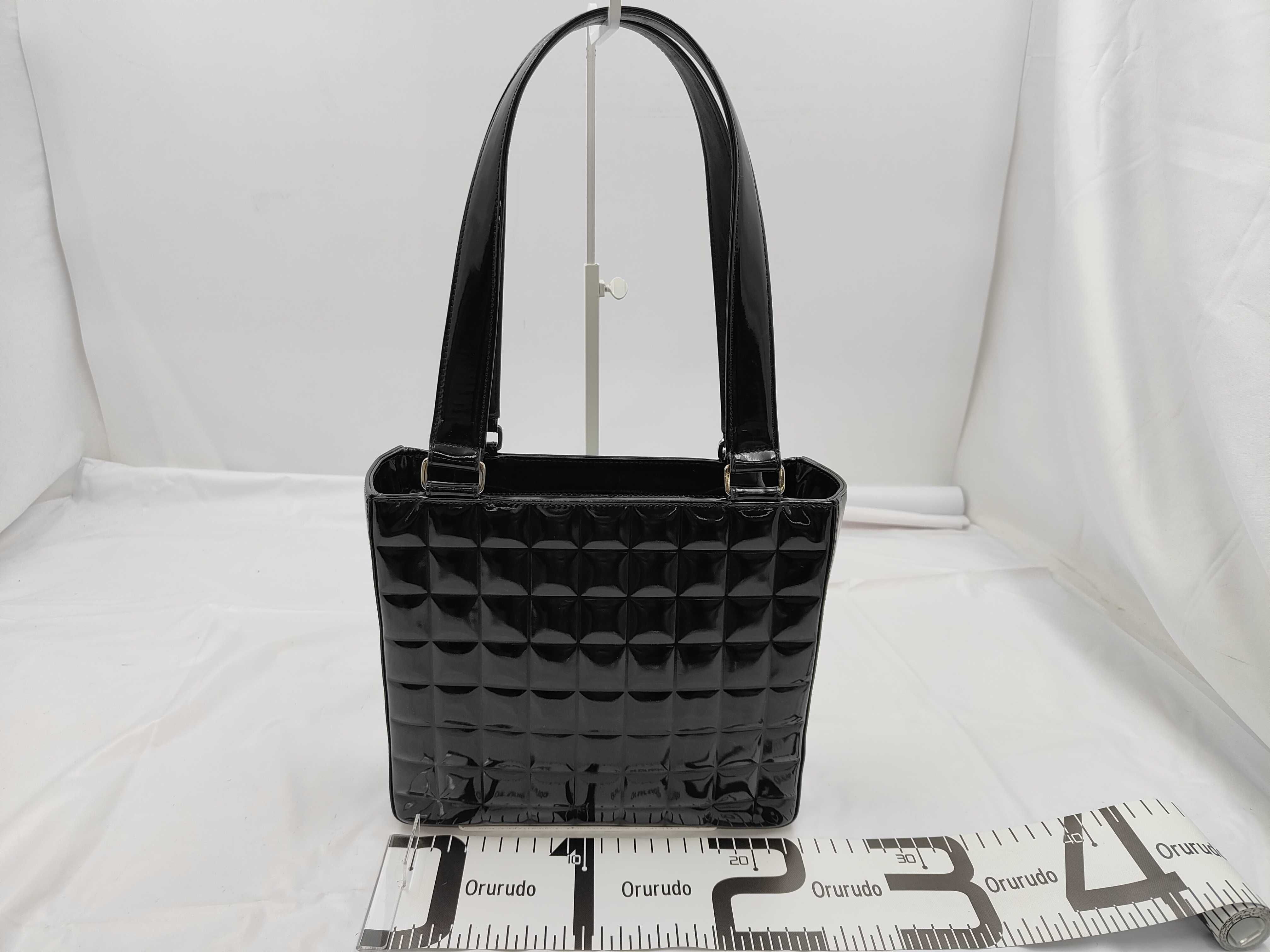 Chocolate Bar Patent Tote Bag, Black with Silver Hardware, with original seal, serial number 7 (handbag) — view 2