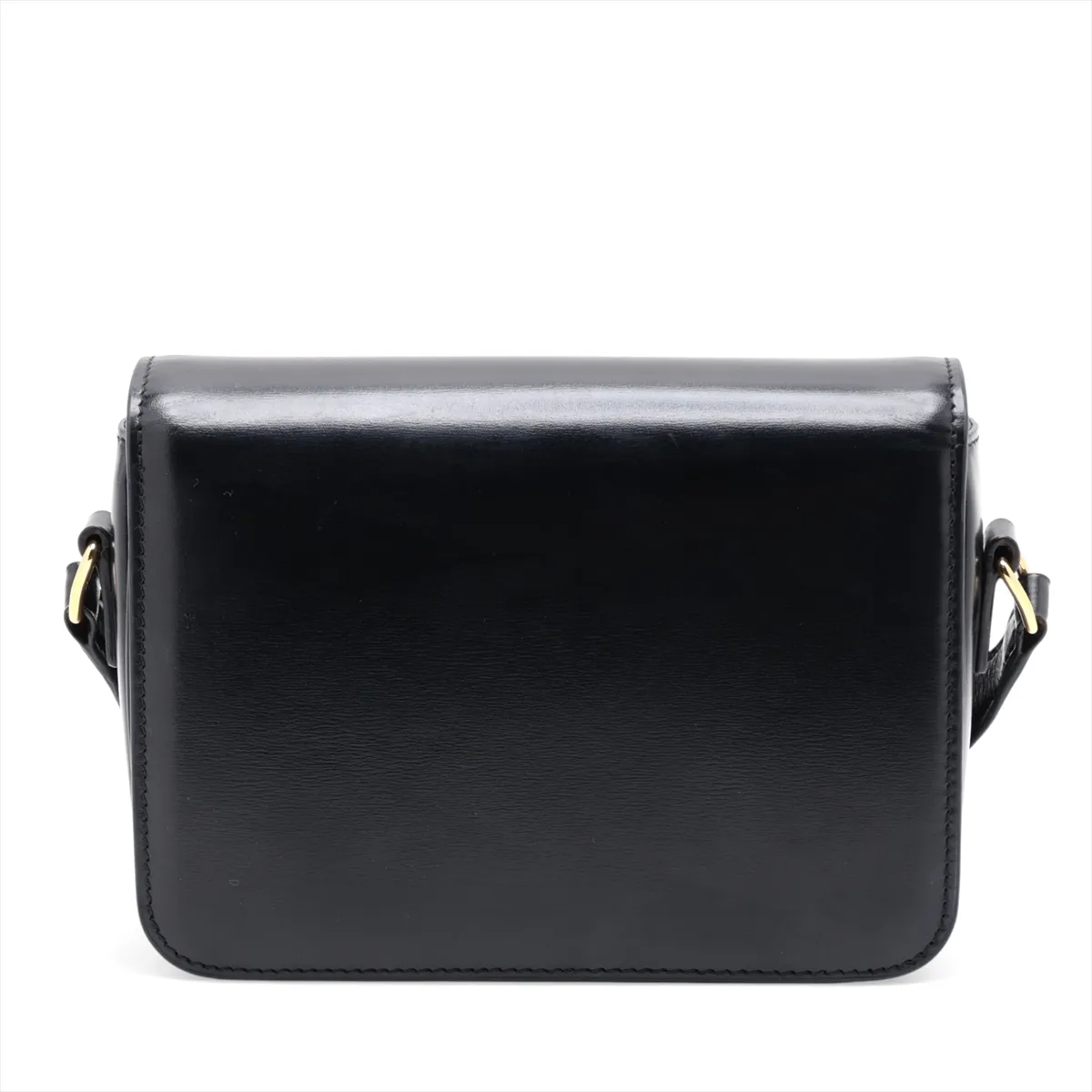 Triomphe Teen Leather Shoulder Bag, Black — view 2