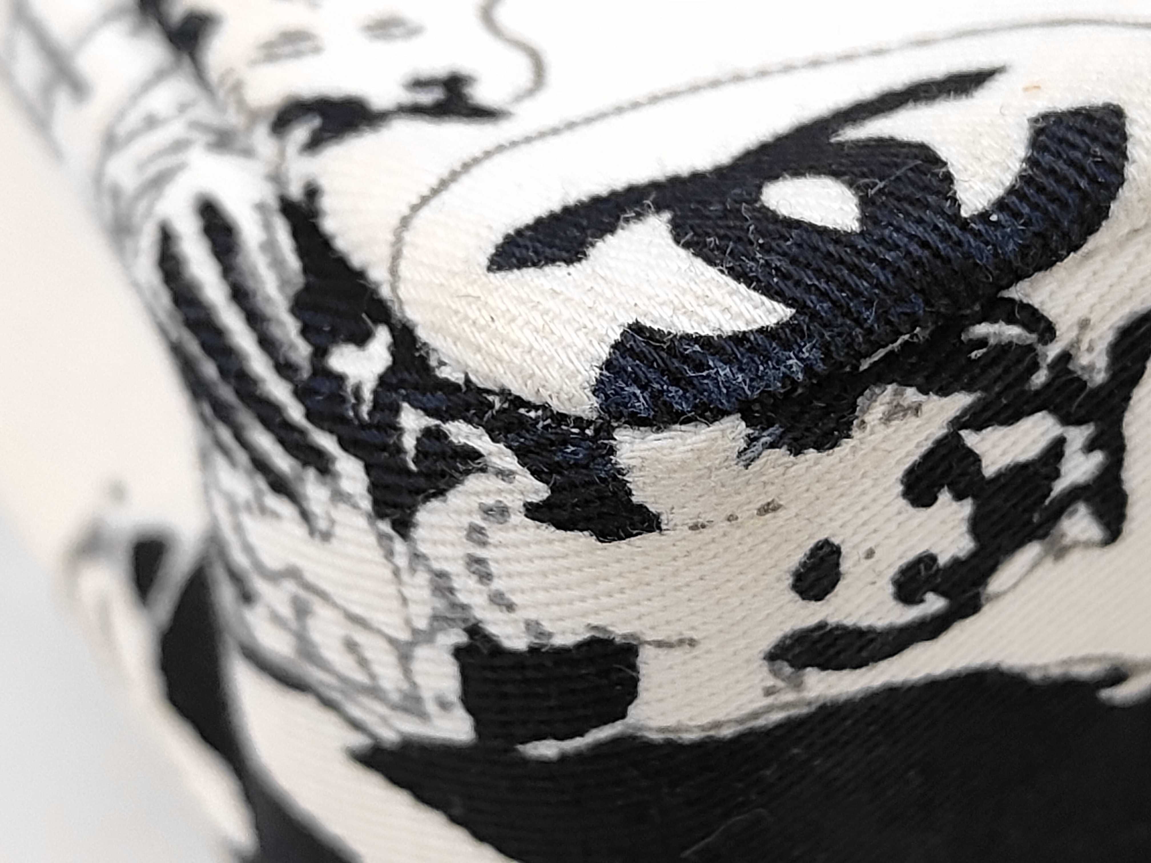 Double Flap Graphic Canvas Shoulder Bag (White & Black) — view 5