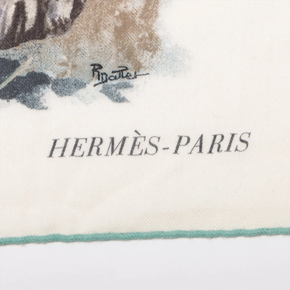 Carre 140 Panthera Pardus scarf, cashmere x silk, some wear, snags, pilling. — view 6