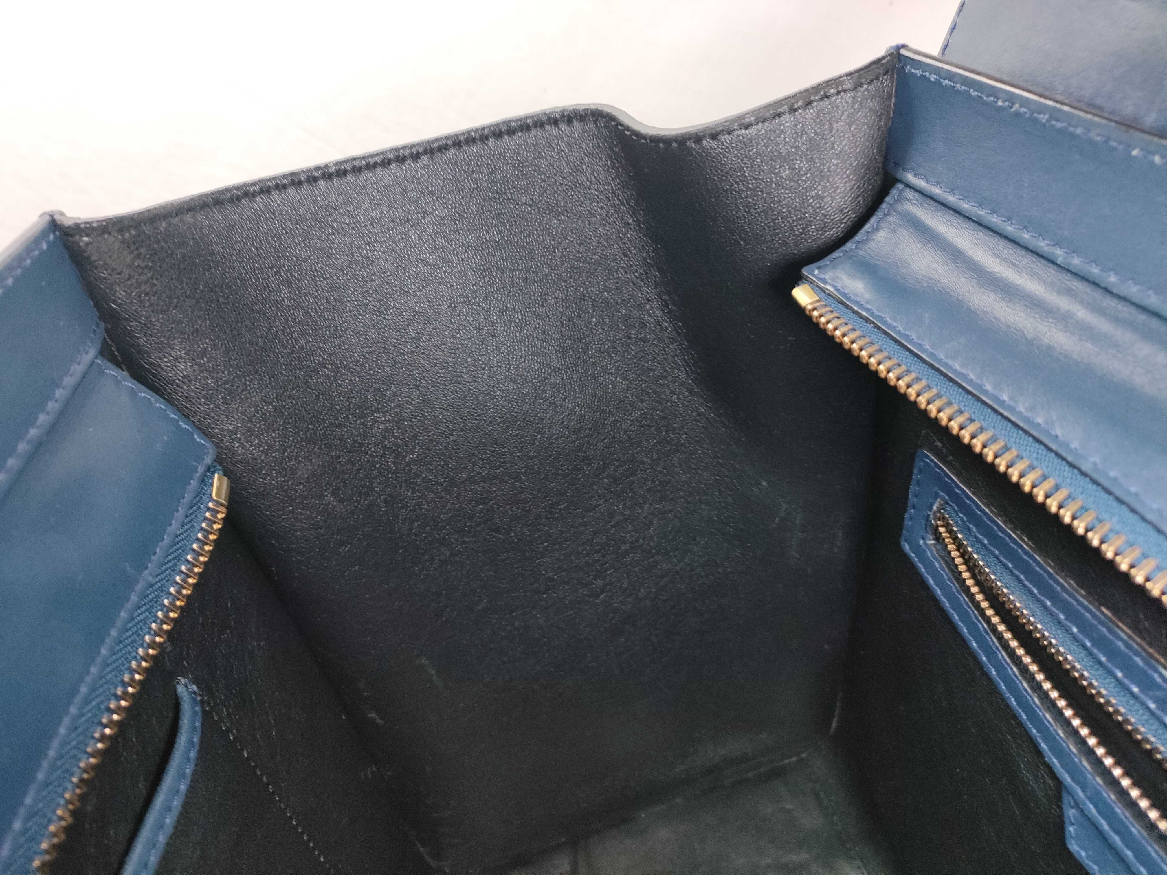 Tote Bag, Celine Luggage Mini Shopper Leather Tote Bag, Handbag, Bicolor, Old Logo Handbag — view 12