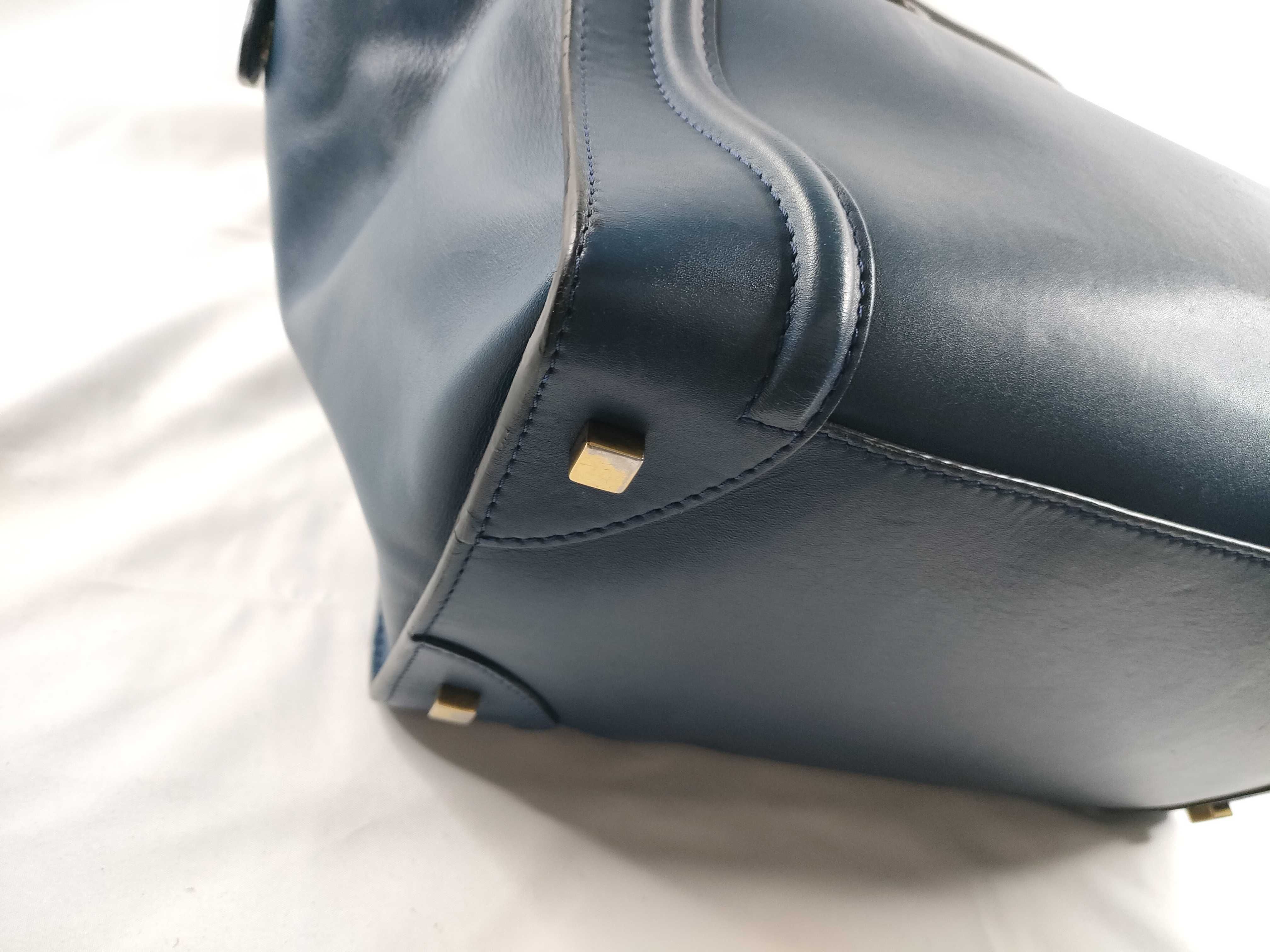 Tote Bag, Celine Luggage Mini Shopper Leather Tote Bag, Handbag, Bicolor, Old Logo Handbag — view 3