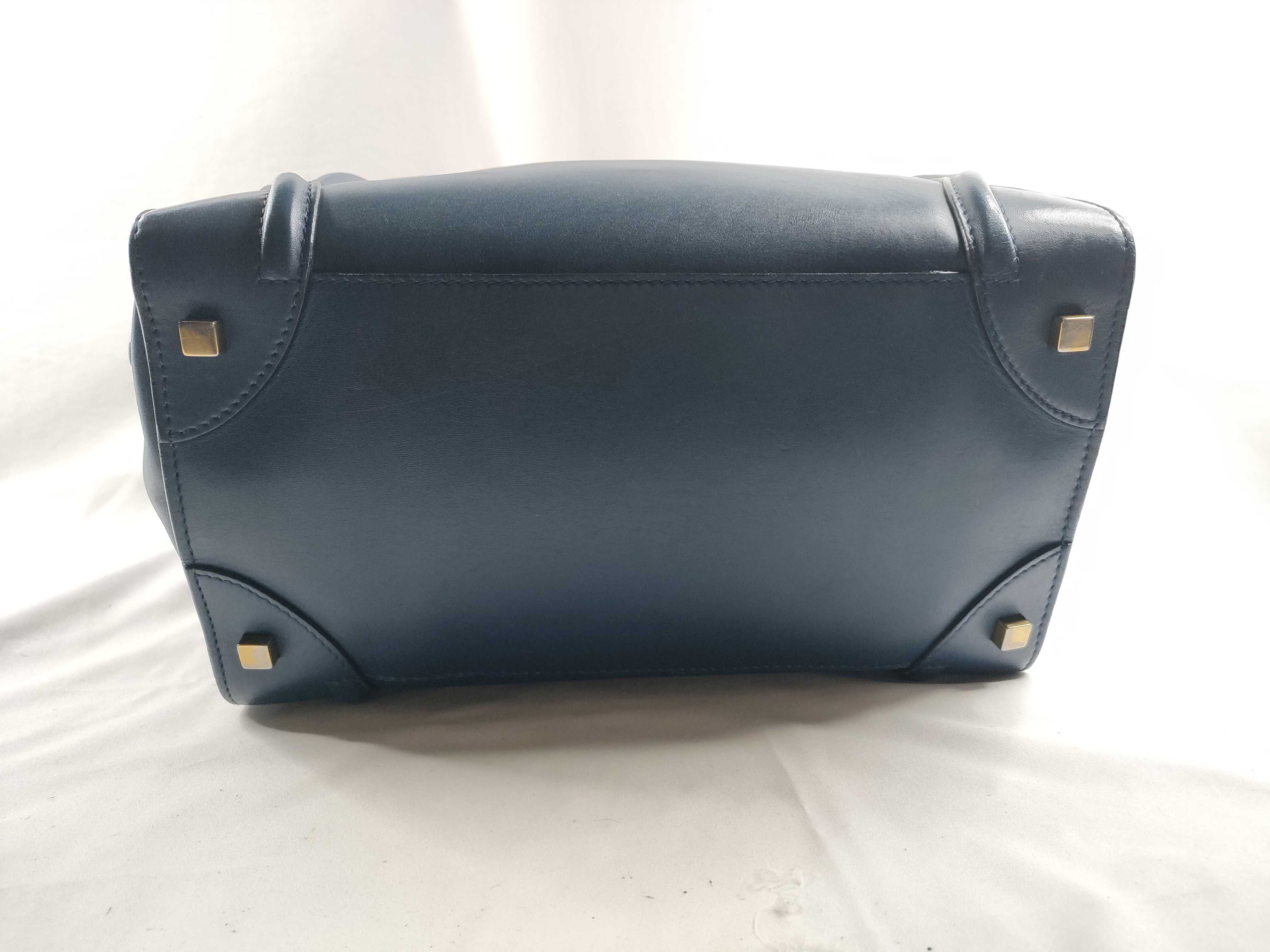 Tote Bag, Celine Luggage Mini Shopper Leather Tote Bag, Handbag, Bicolor, Old Logo Handbag — view 4