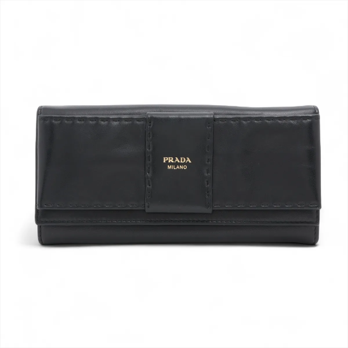 1MH132 Nappa Leather Long Wallet, Black