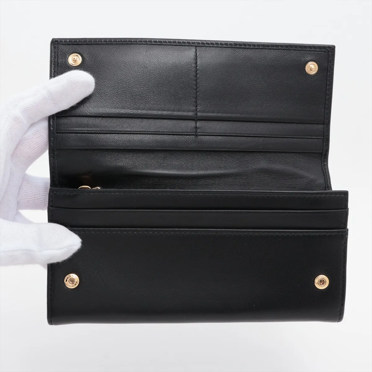 1MH132 Nappa Leather Long Wallet, Black — view 3