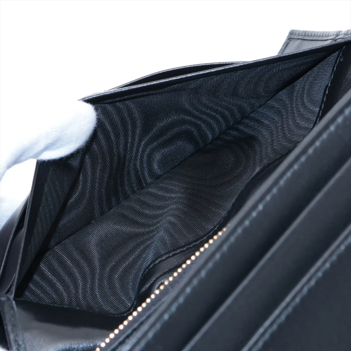 1MH132 Nappa Leather Long Wallet, Black — view 4