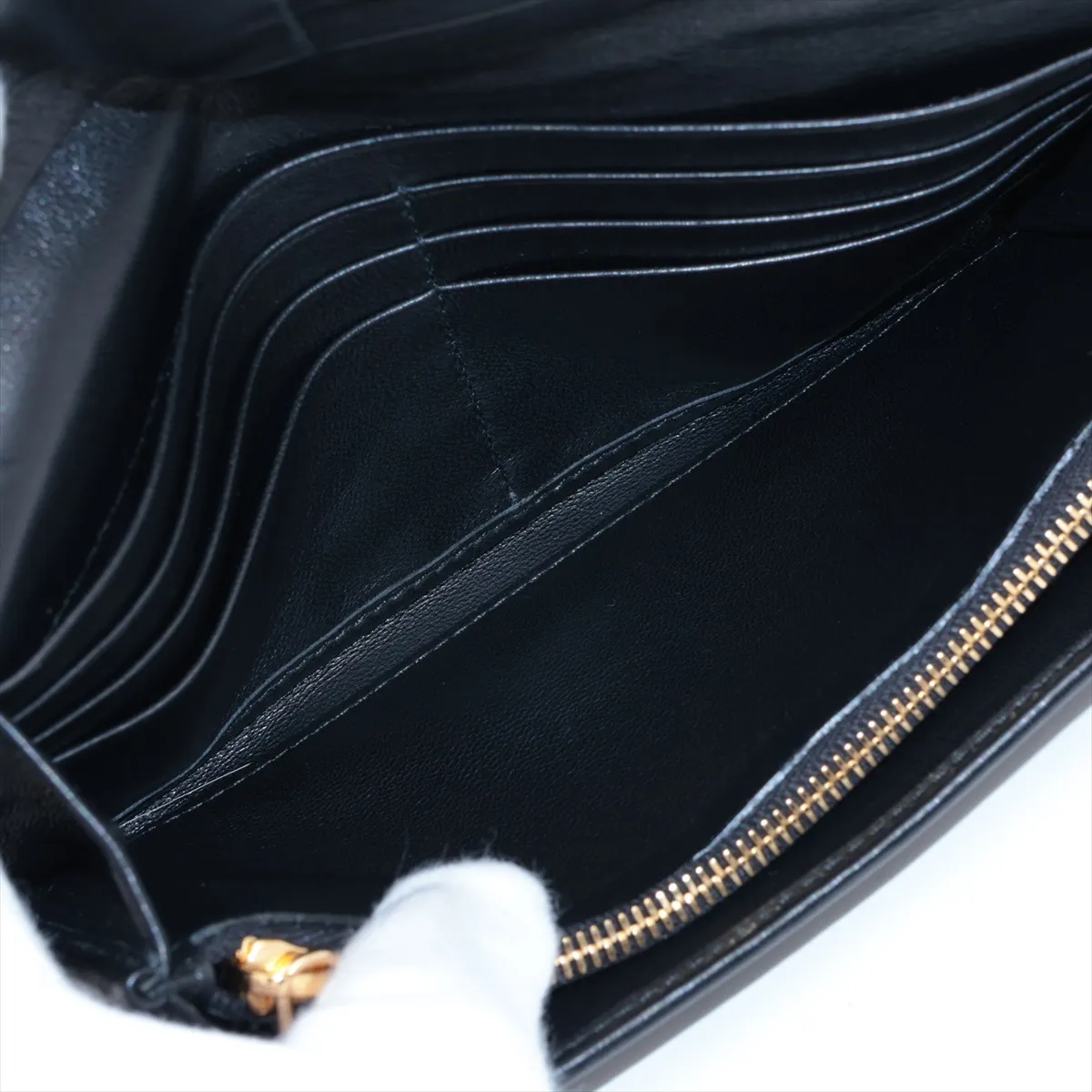 1MH132 Nappa Leather Long Wallet, Black — view 6