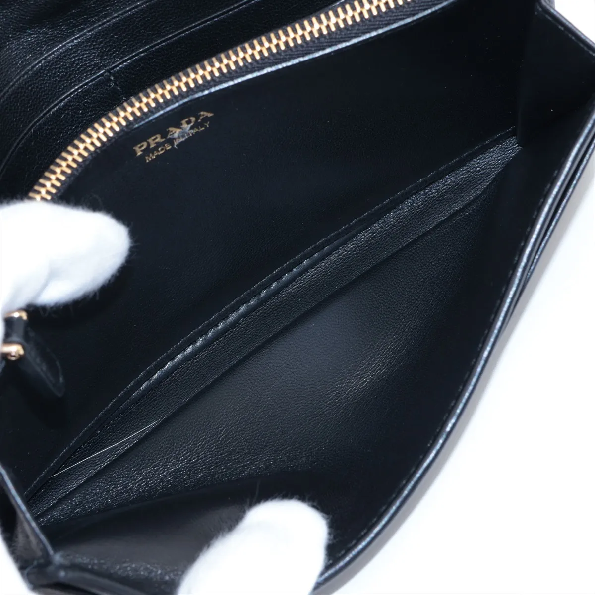 1MH132 Nappa Leather Long Wallet, Black — view 7