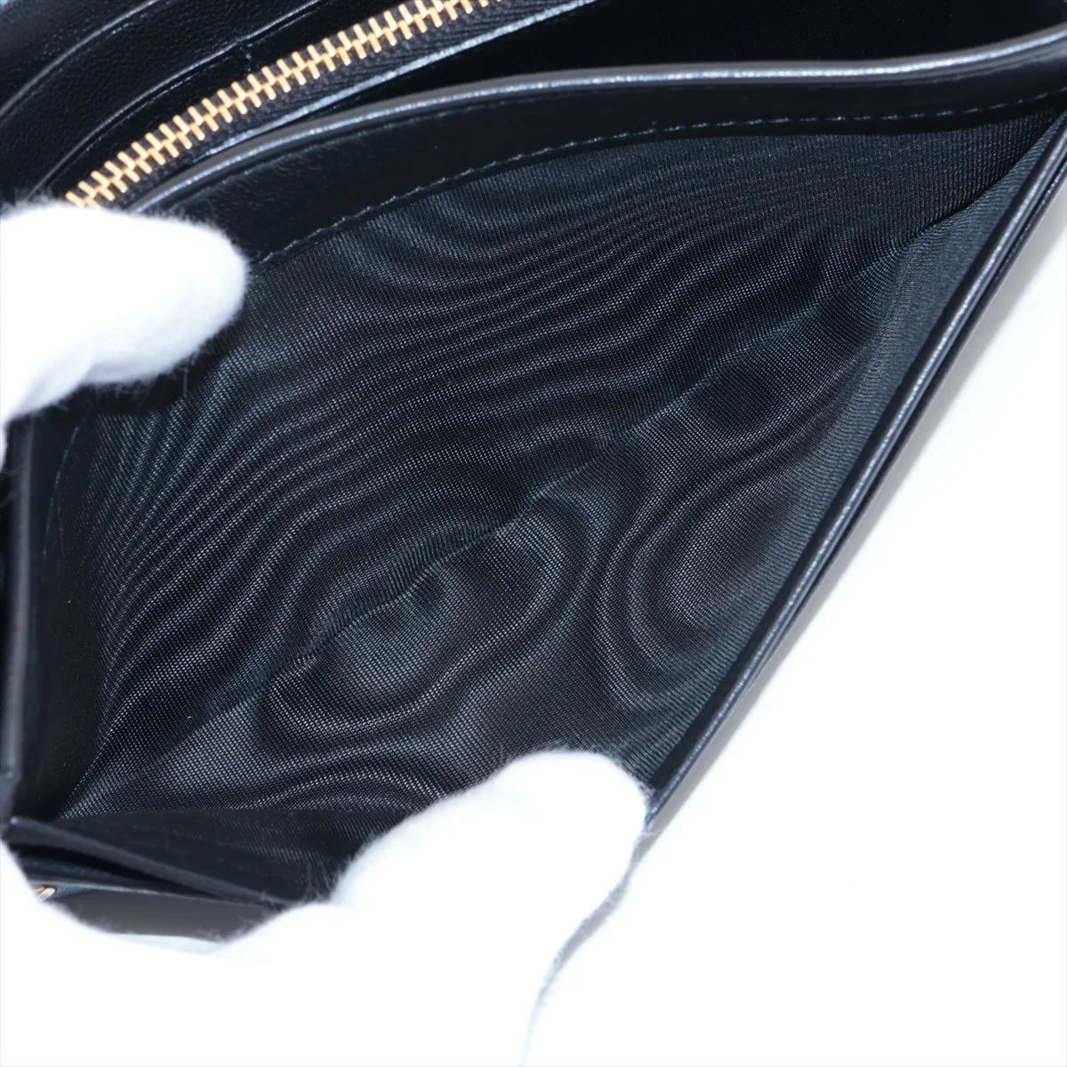 1MH132 Nappa Leather Long Wallet, Black — view 8
