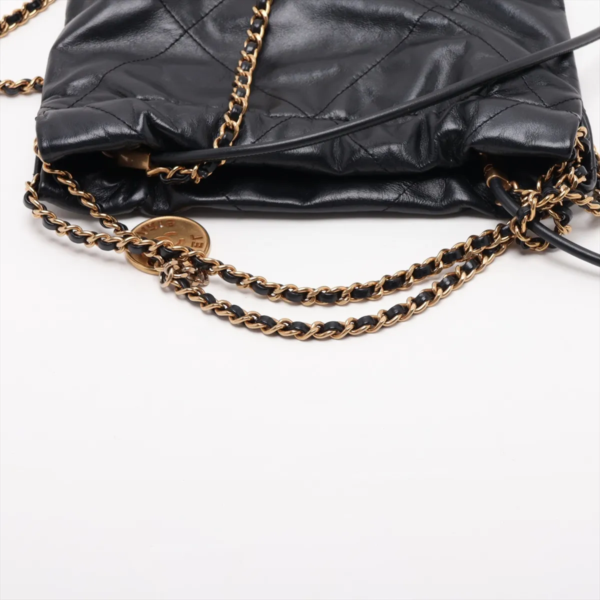 22 Mini Shiny Calfskin 2-Way Shoulder Bag Black Gold Hardware UXX5H0N7 Random Plate AS3980 — view 5