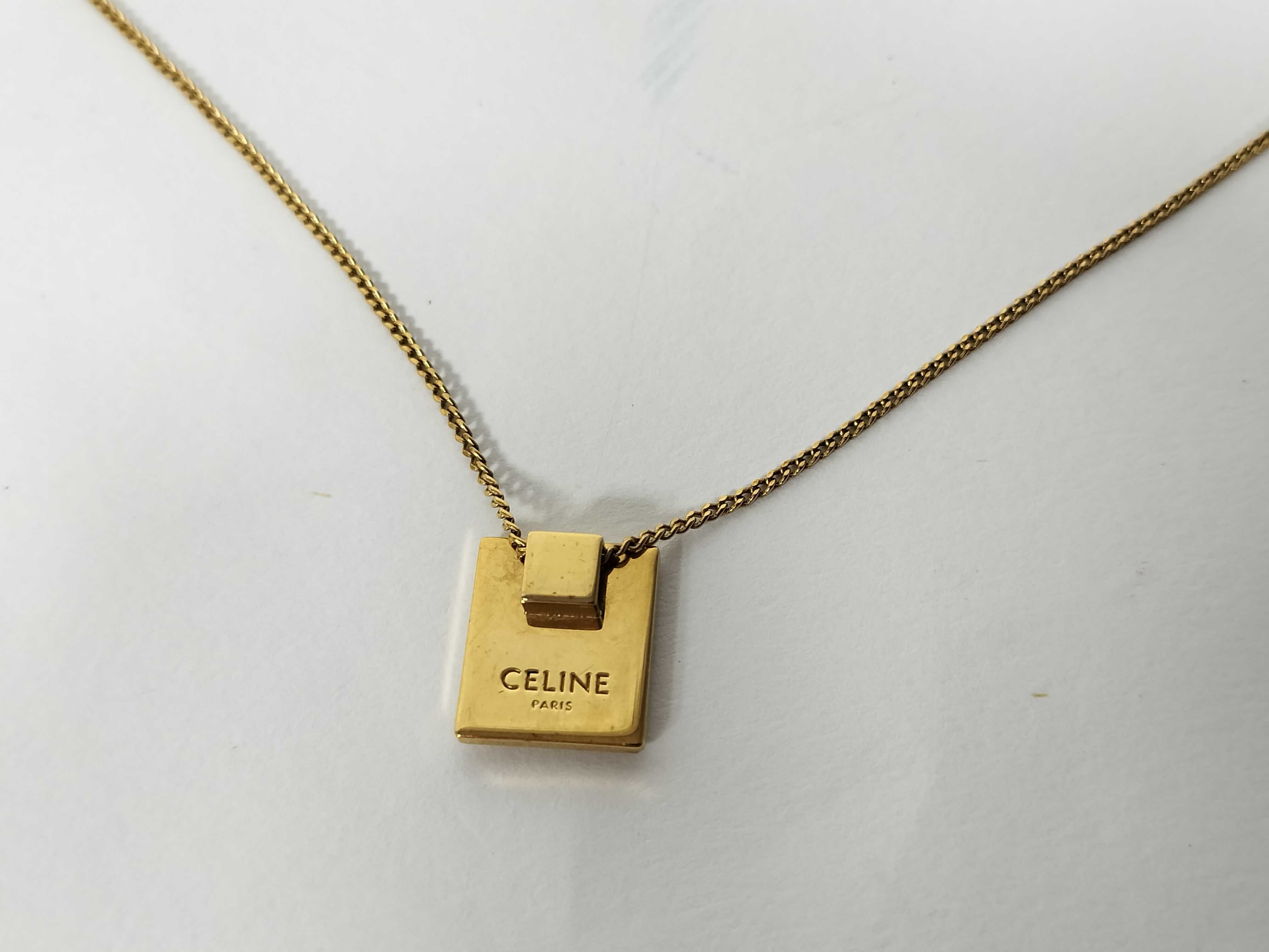 logo plate necklace, gold color necklace — view 2