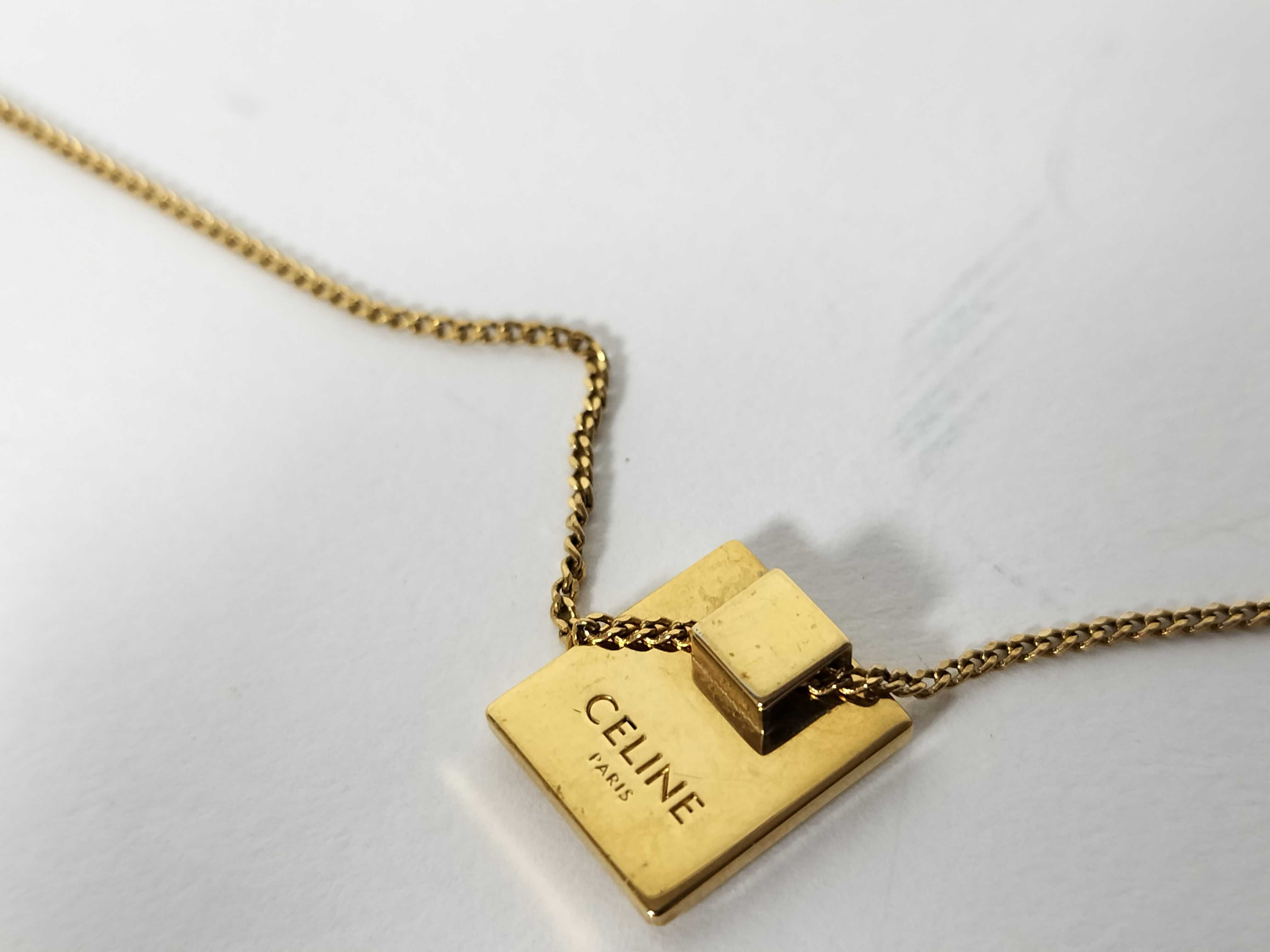 logo plate necklace, gold color necklace — view 5