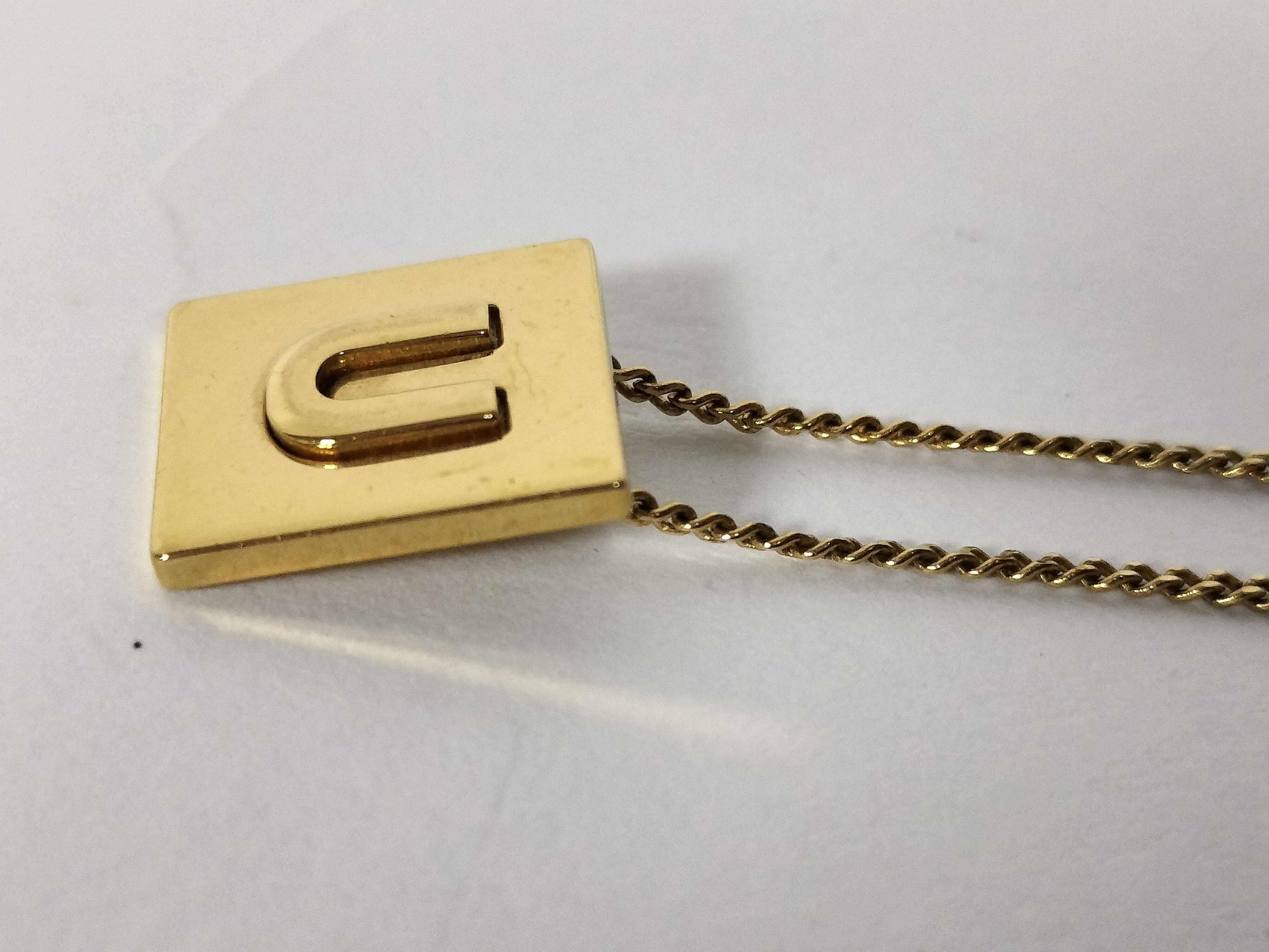 logo plate necklace, gold color necklace — view 6