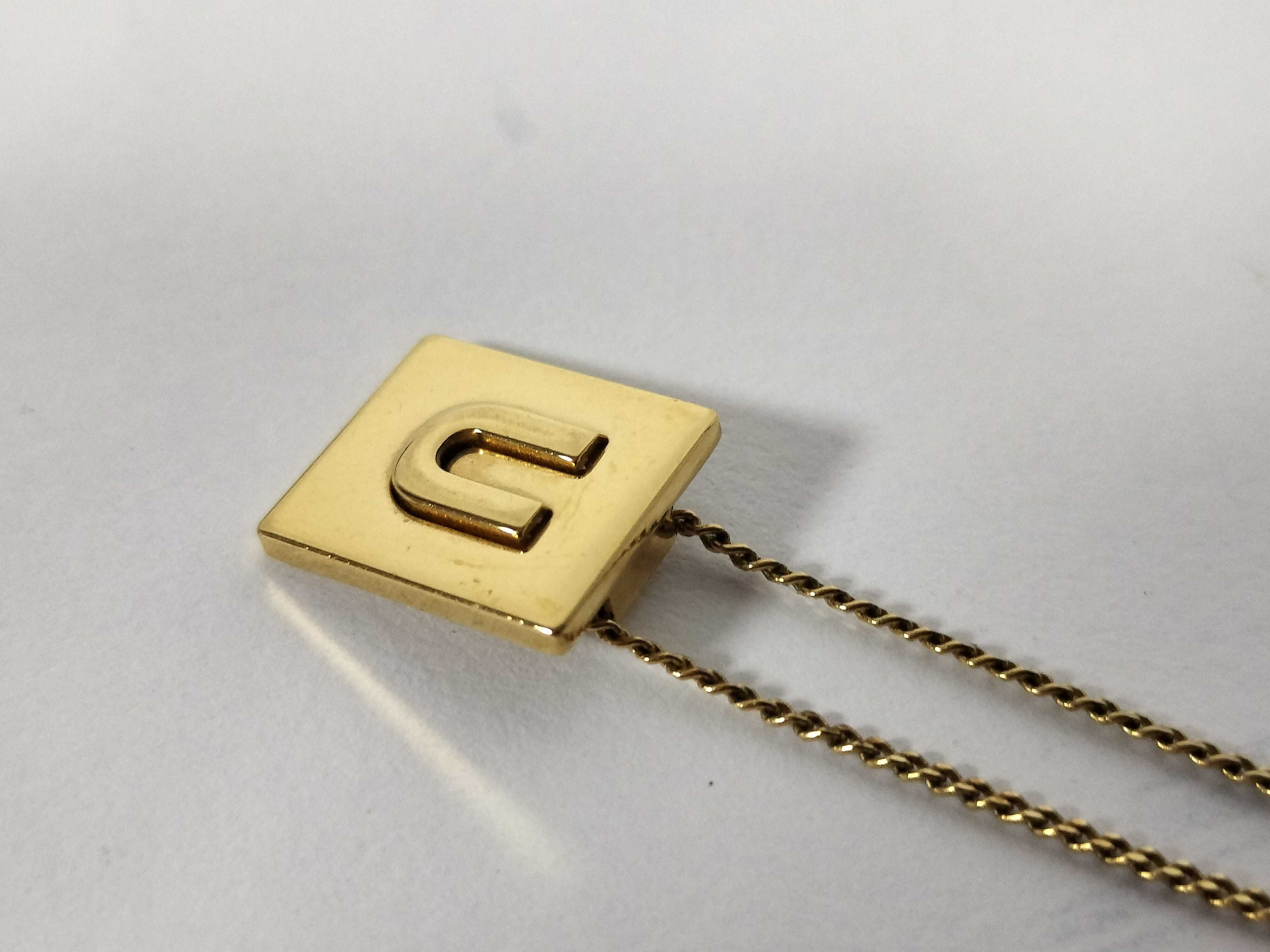 logo plate necklace, gold color necklace — view 8