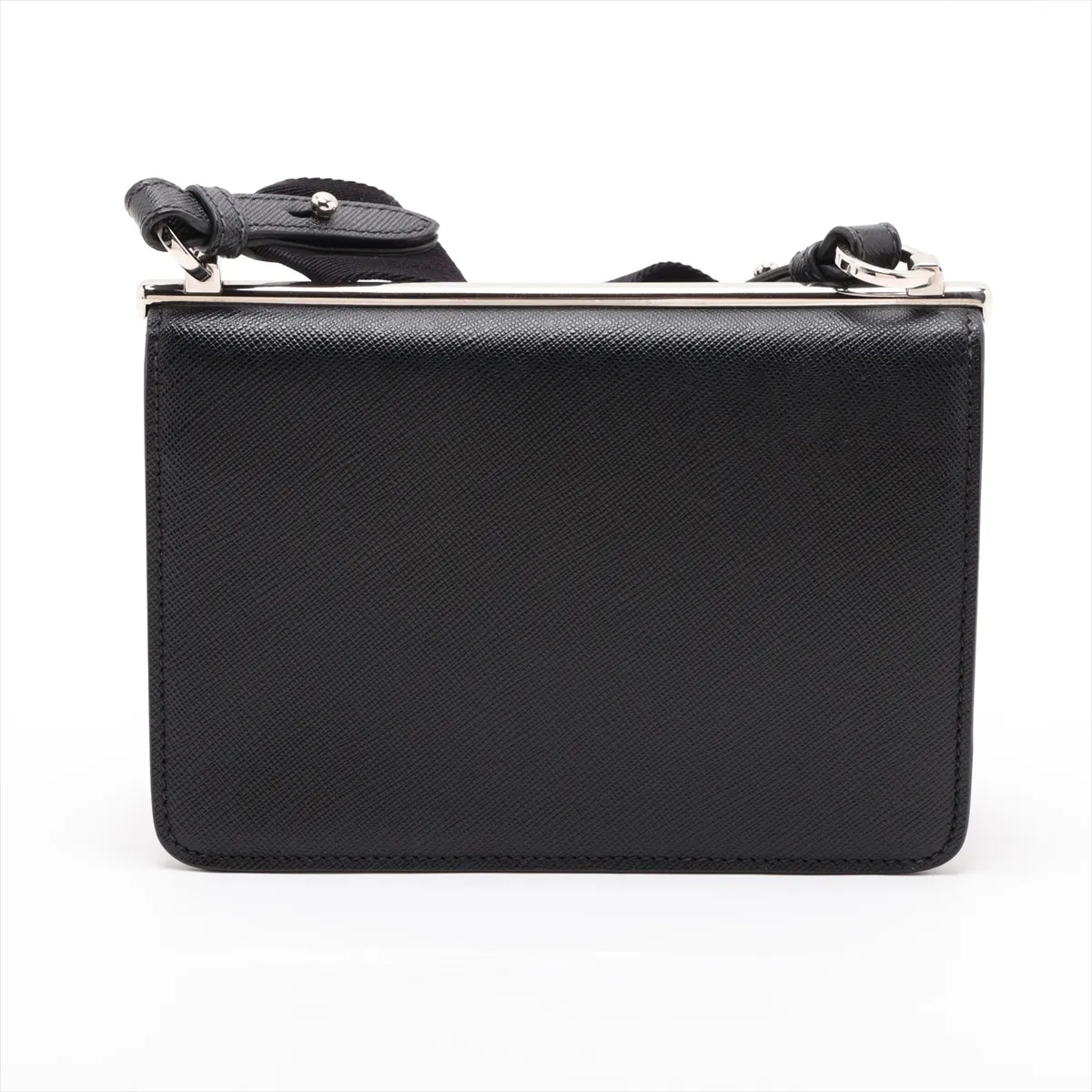 Saffiano Leather Shoulder Bag, Black — view 2