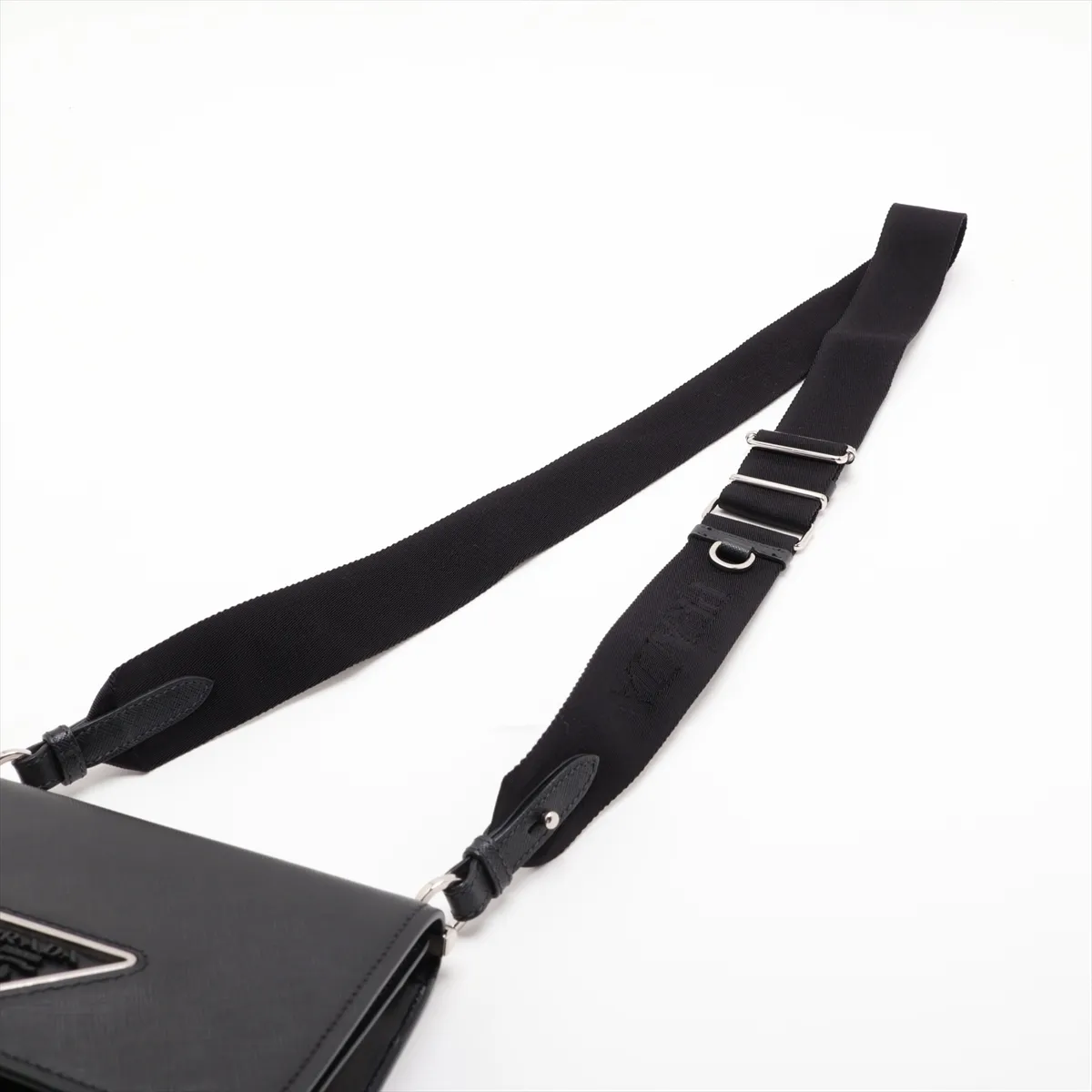 Saffiano Leather Shoulder Bag, Black — view 5