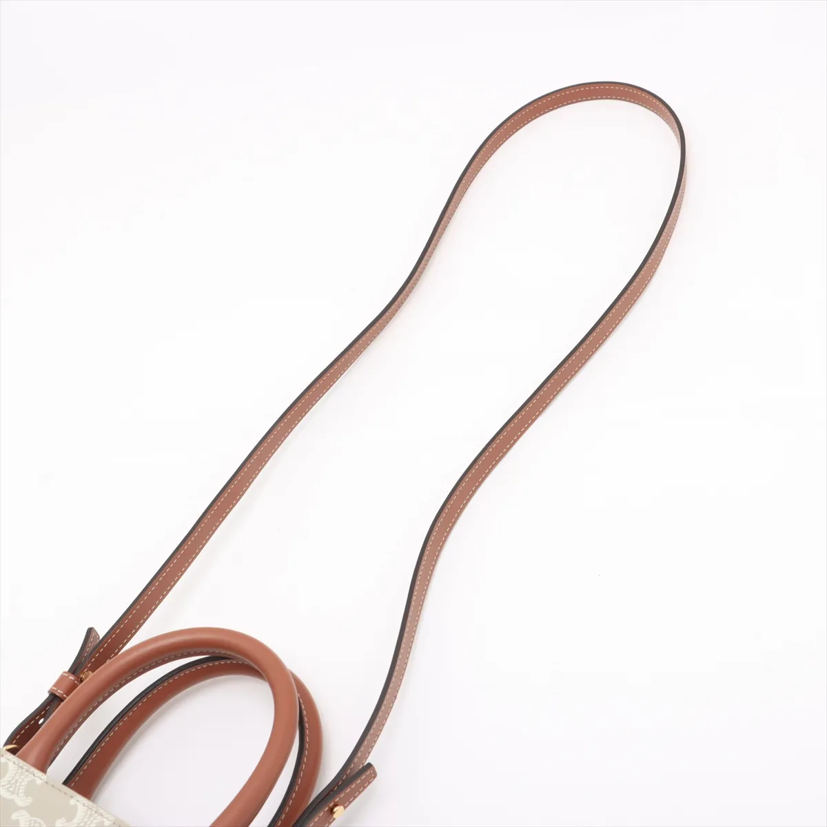 Triomphe Mini Vertical Cover PVC x Leather 2WAY Handbag Beige — view 7