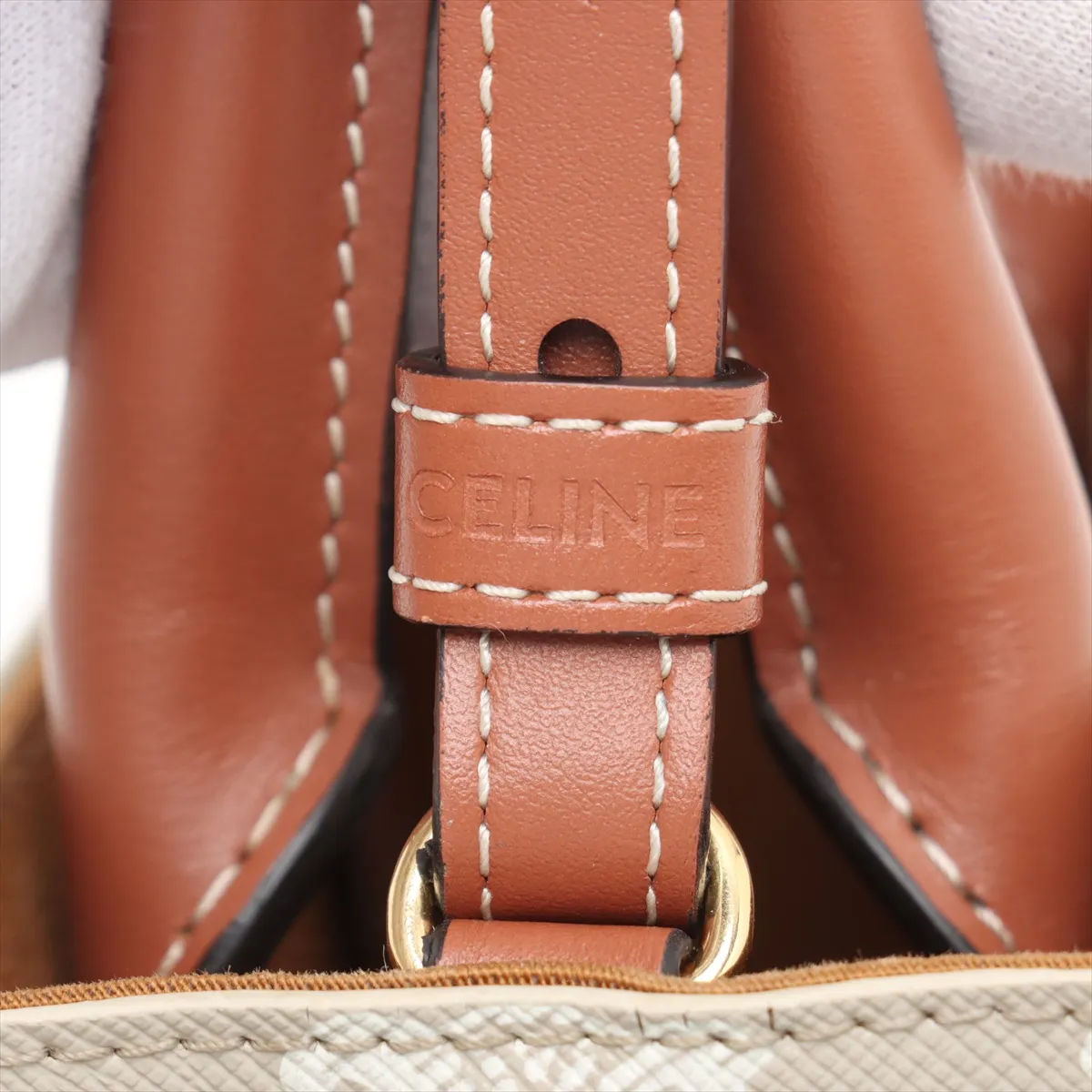 Triomphe Mini Vertical Cover PVC x Leather 2WAY Handbag Beige — view 9
