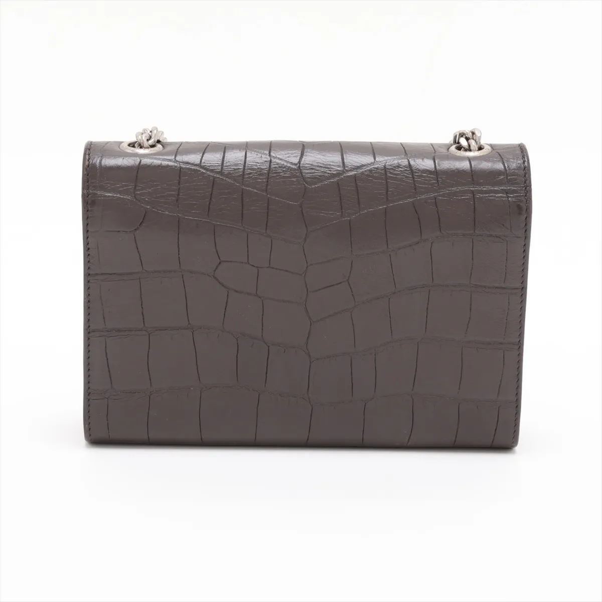 Kate 354120 Crocodile Embossed Chain Shoulder Bag Brown — view 2