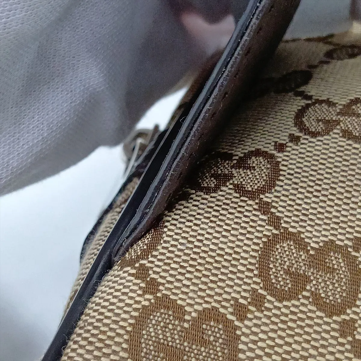 GG Canvas 449174 Canvas x Leather Waist Pouch Beige Outlet — view 11