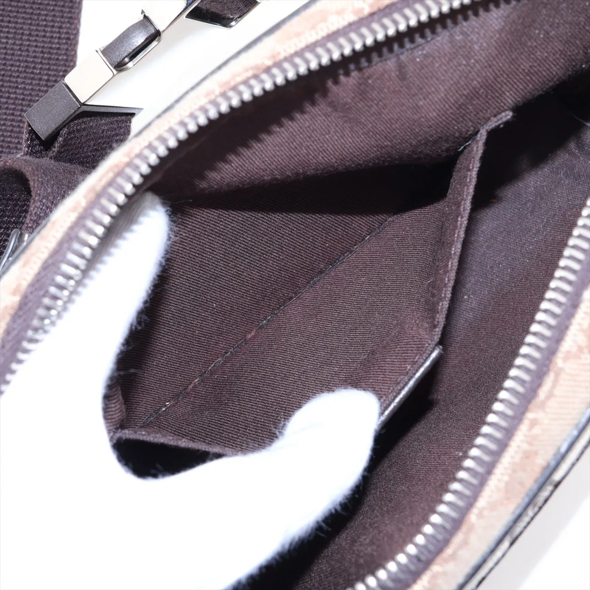 GG Canvas 449174 Canvas x Leather Waist Pouch Beige Outlet — view 7