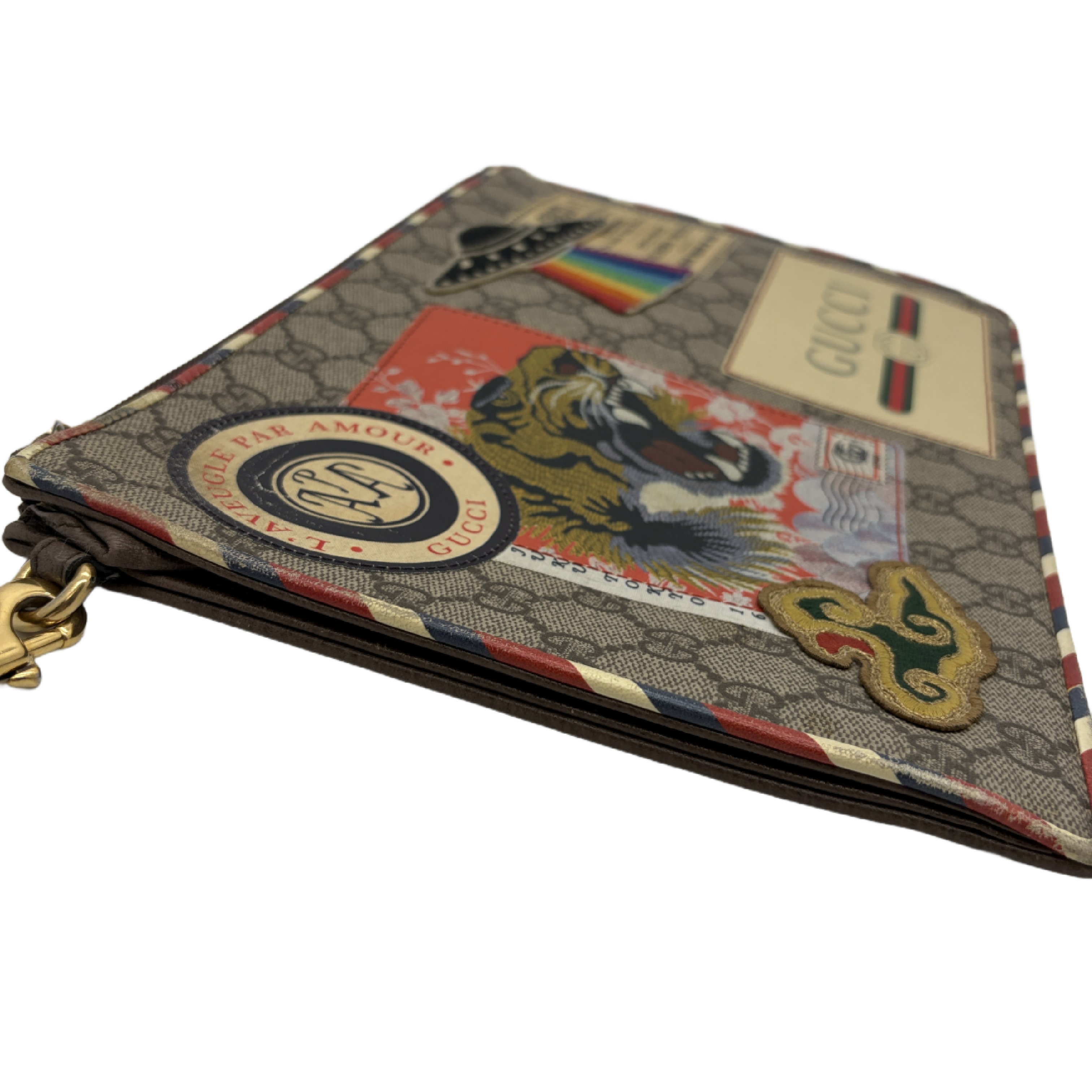 Courier GG Supreme Tiger Patch Clutch Bag — view 3