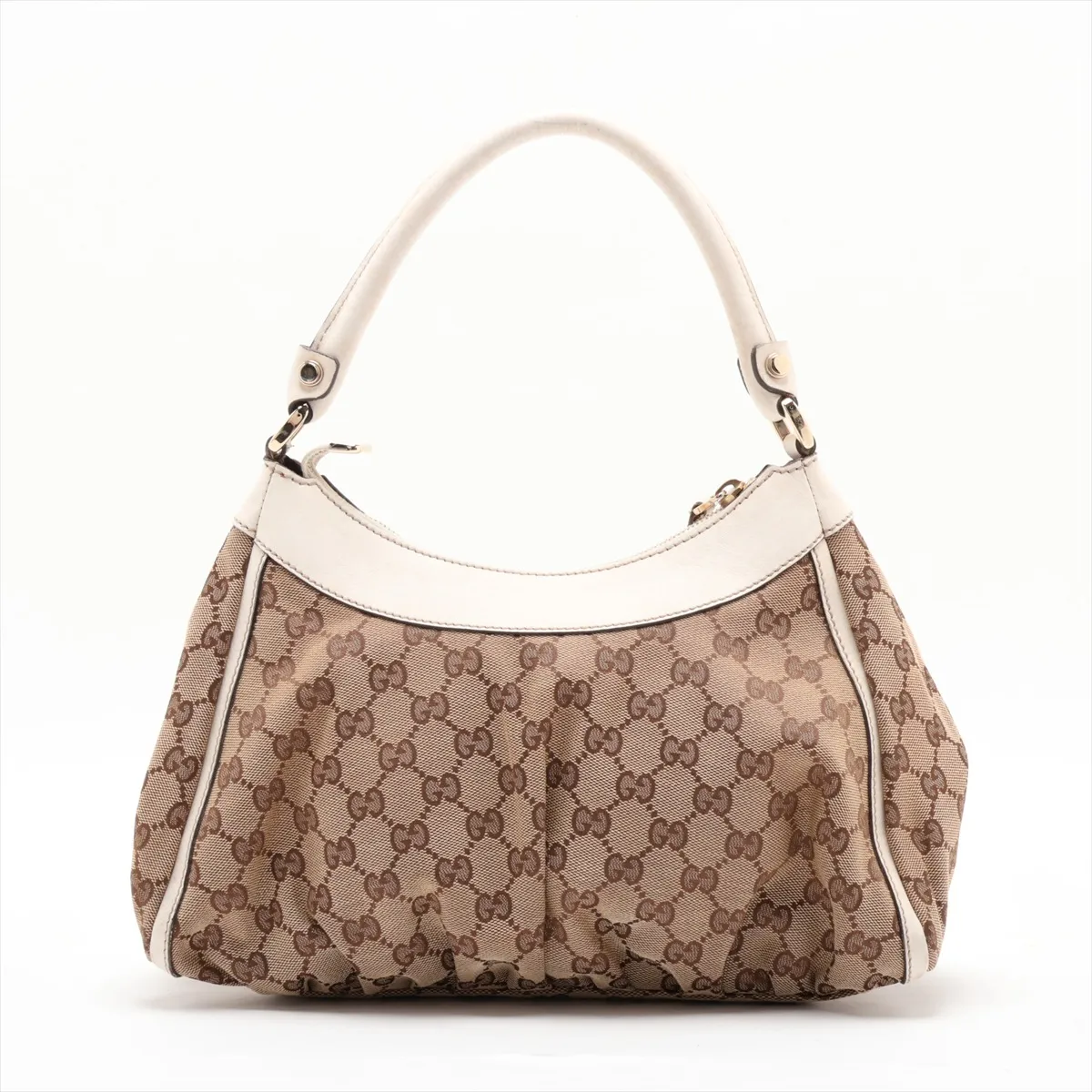 GG Canvas 190525 Canvas x Leather Handbag Beige x White — view 2