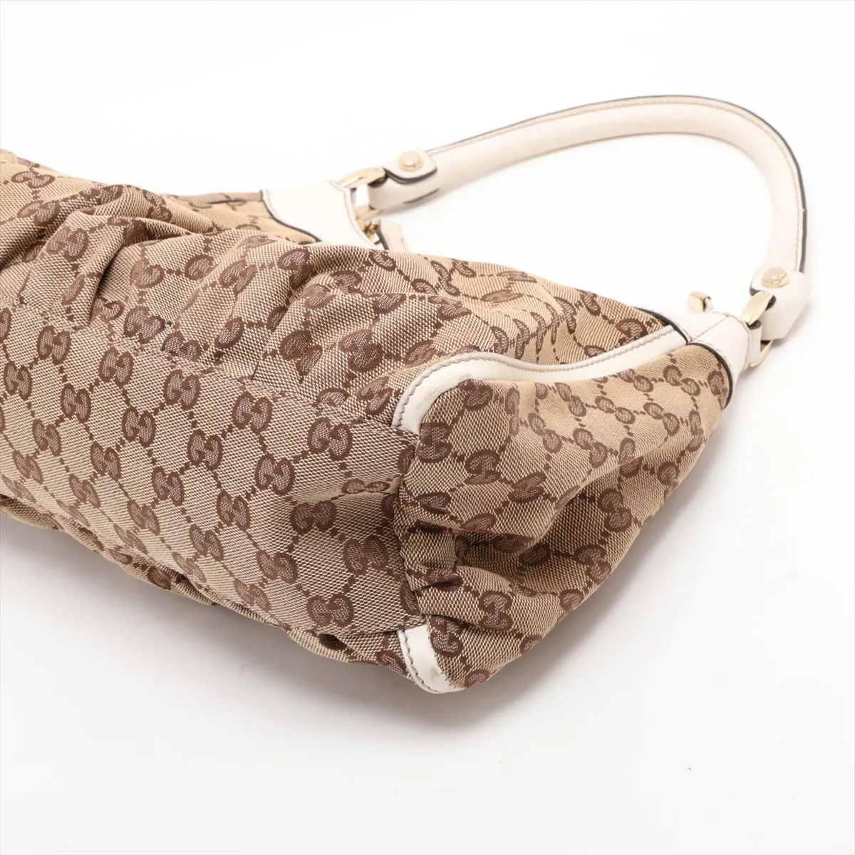 GG Canvas 190525 Canvas x Leather Handbag Beige x White — view 3