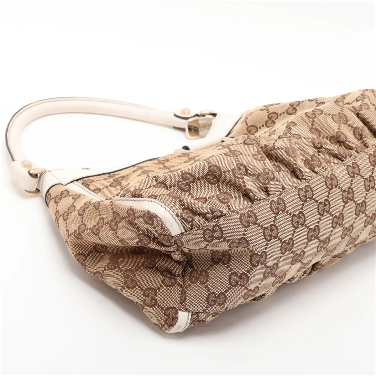 GG Canvas 190525 Canvas x Leather Handbag Beige x White — view 4