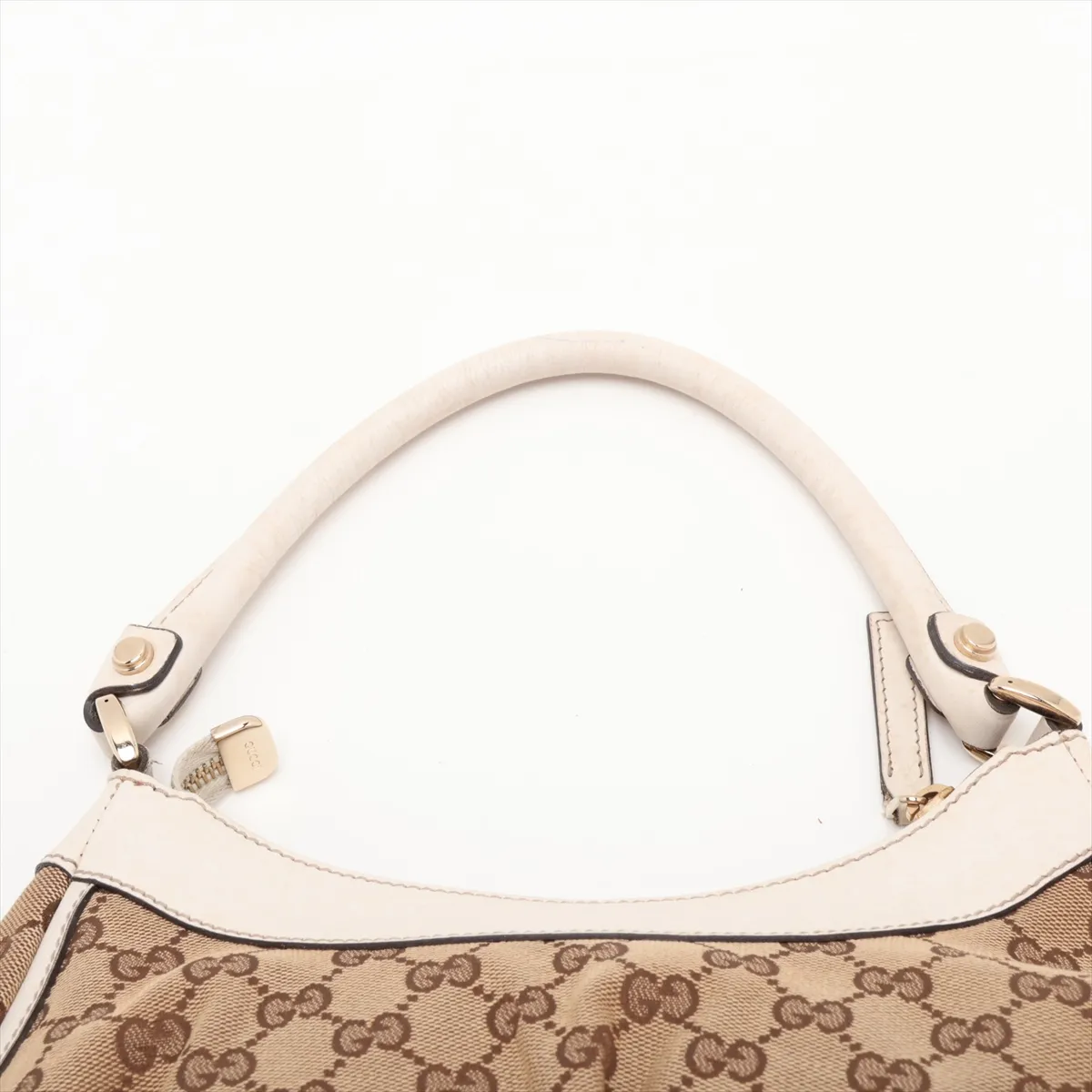 GG Canvas 190525 Canvas x Leather Handbag Beige x White — view 6