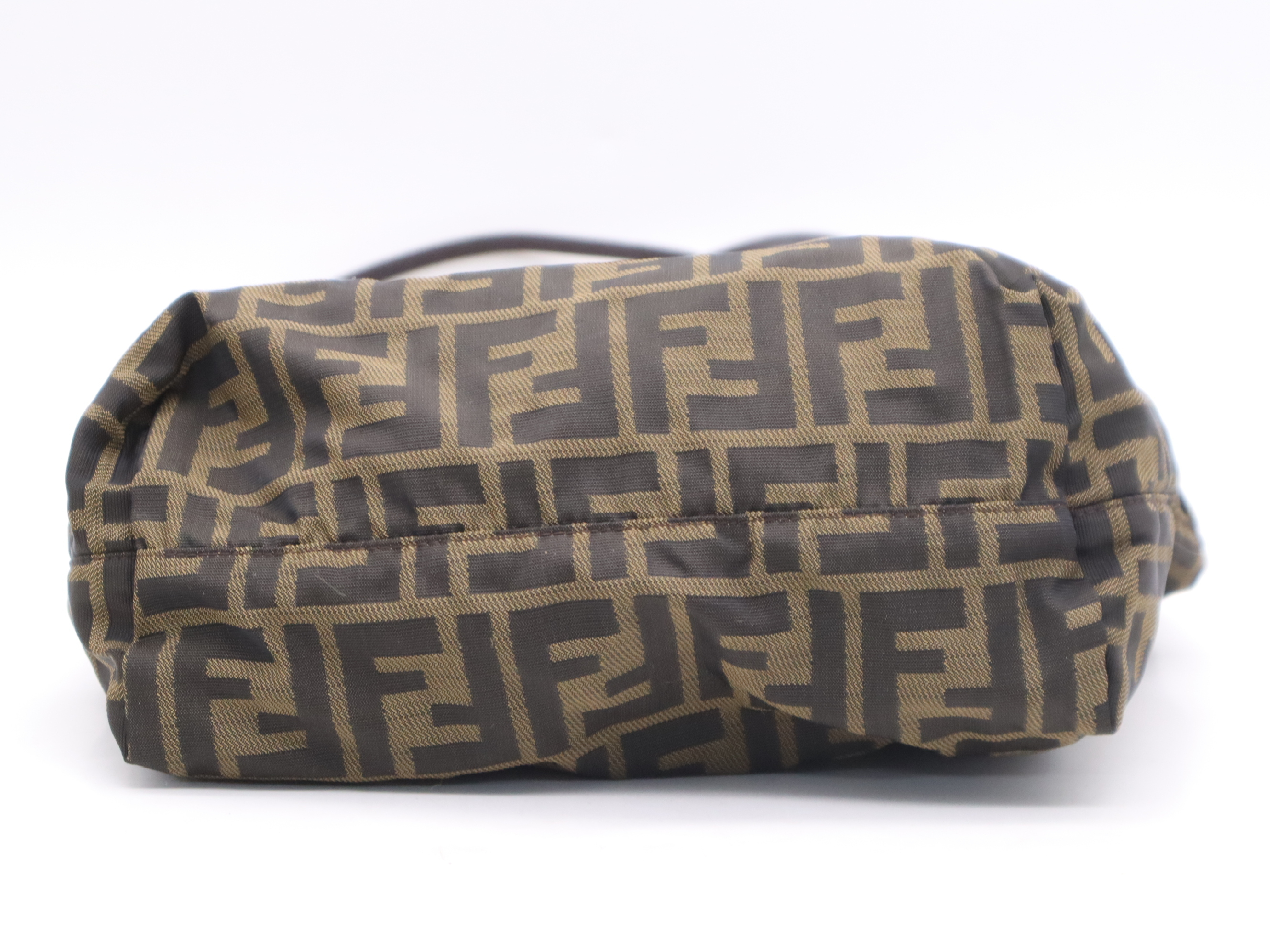 Canvas x Leather Zucca Shoulder Bag, Brown, Silver Hardware, with Dust Bag. — view 4