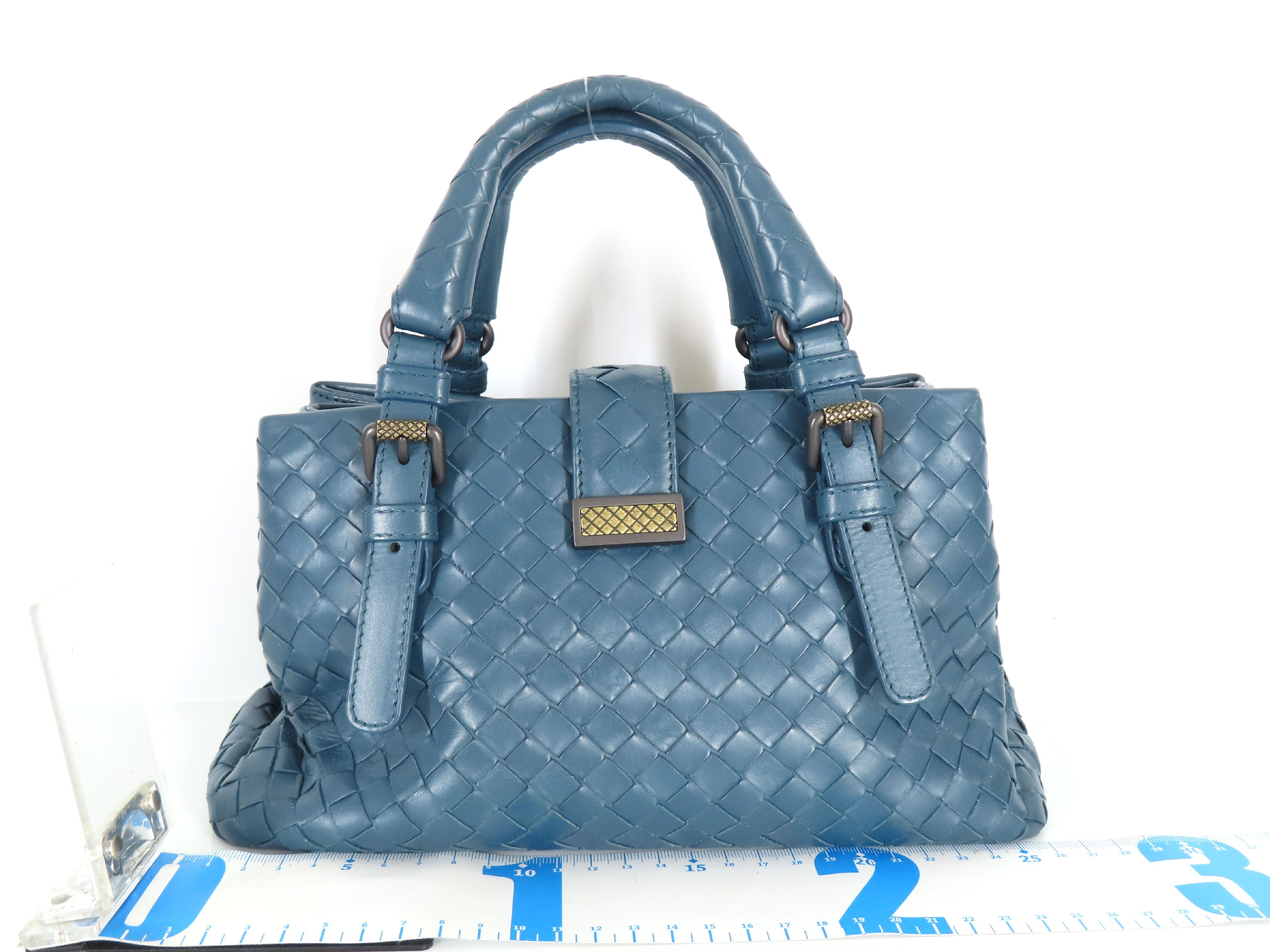 Intrecciato PH- Roma Hand Bag Blue Leather Handbag — view 2