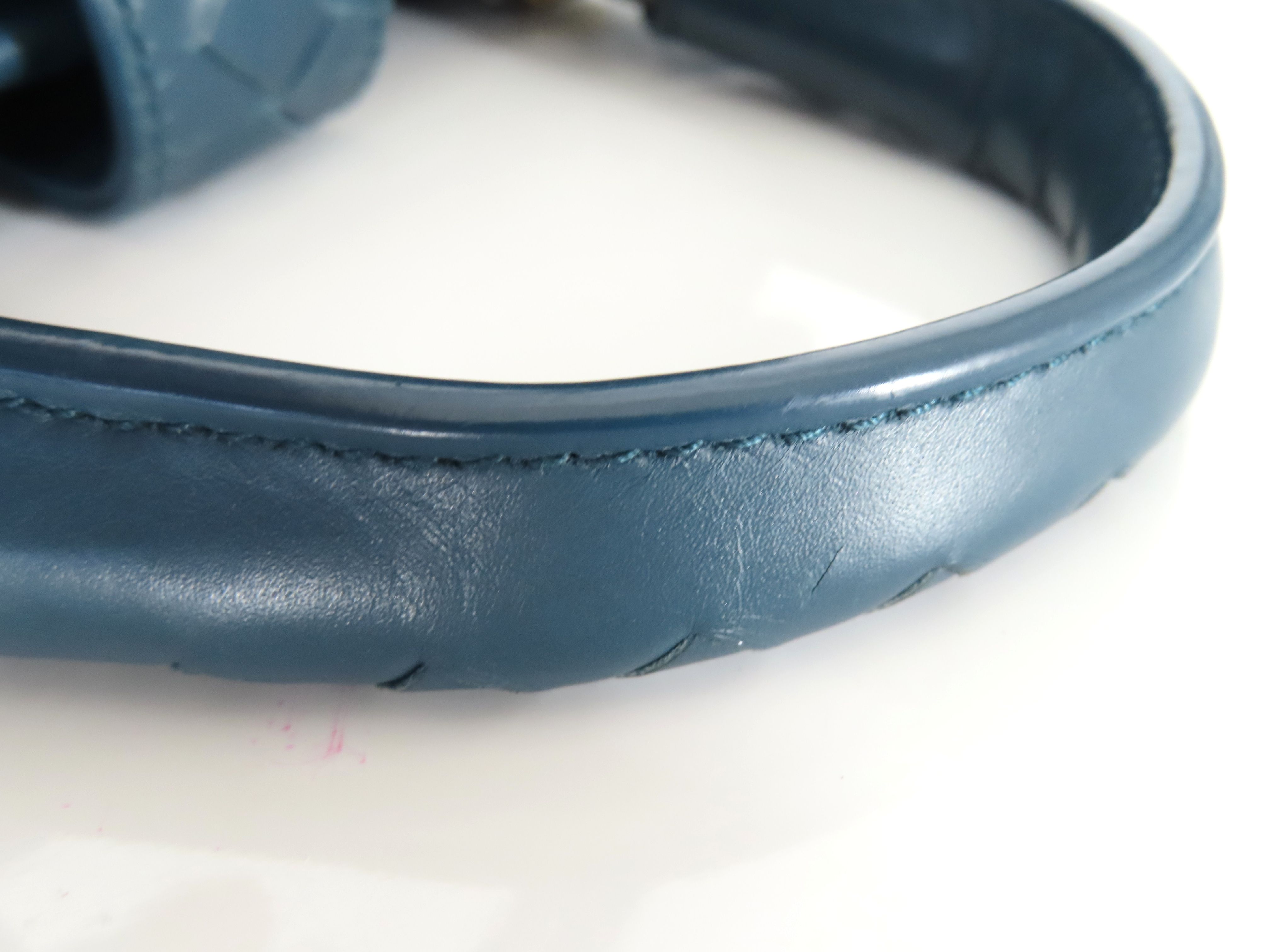 Intrecciato PH- Roma Hand Bag Blue Leather Handbag — view 4