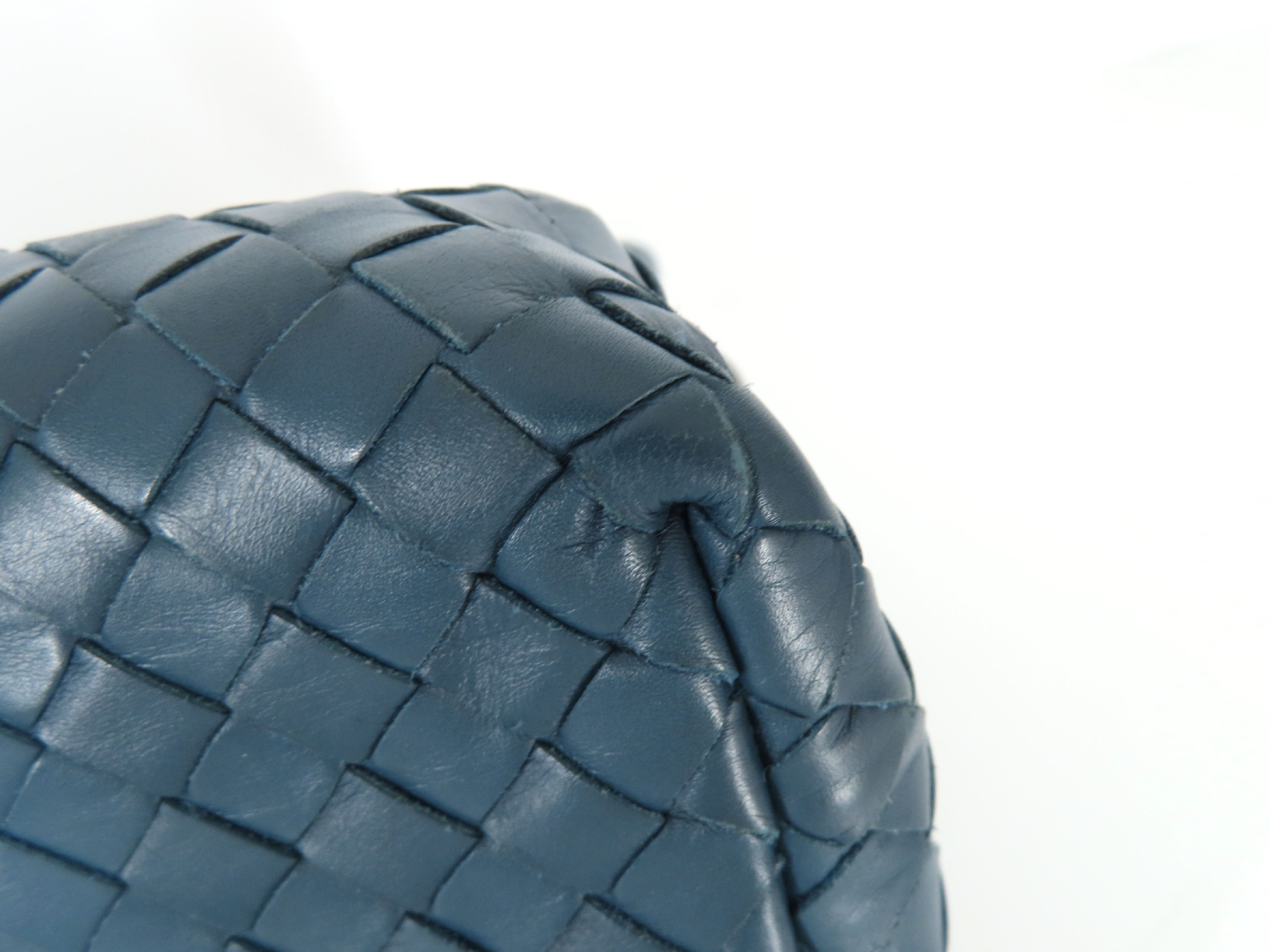 Intrecciato PH- Roma Hand Bag Blue Leather Handbag — view 6