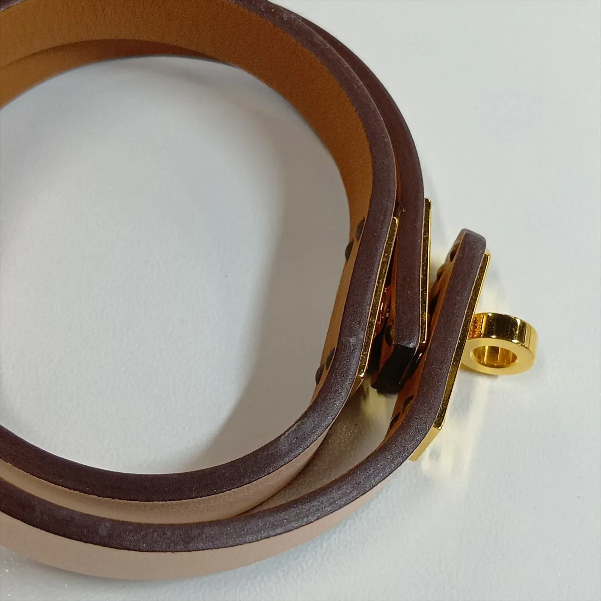 Mini Kelly Double Tour W:2024 Bracelet T2 GP x Leather Pink x Gold. Shows signs of wear including — view 8