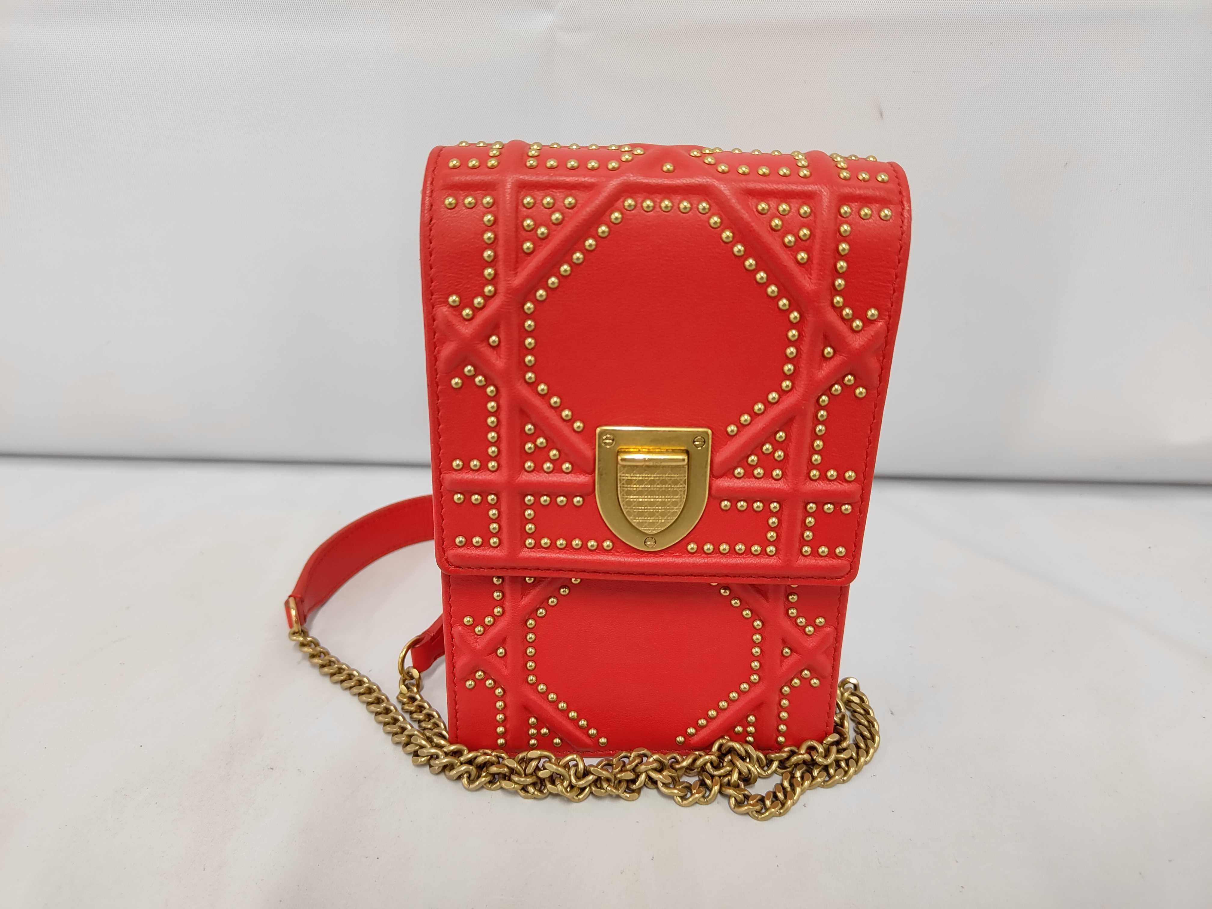 Diorama Gold Leather Studded Chain Shoulder Bag — view 2