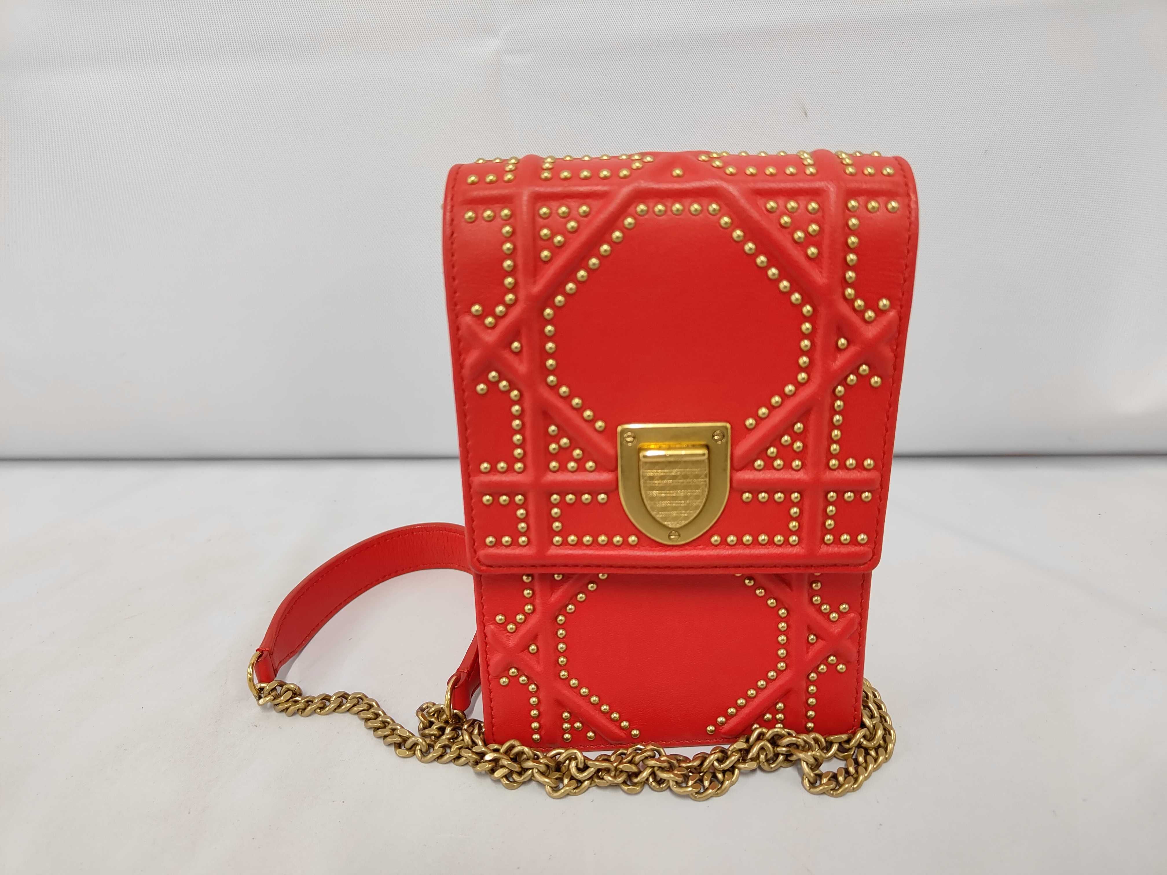Diorama Gold Leather Studded Chain Shoulder Bag — view 3