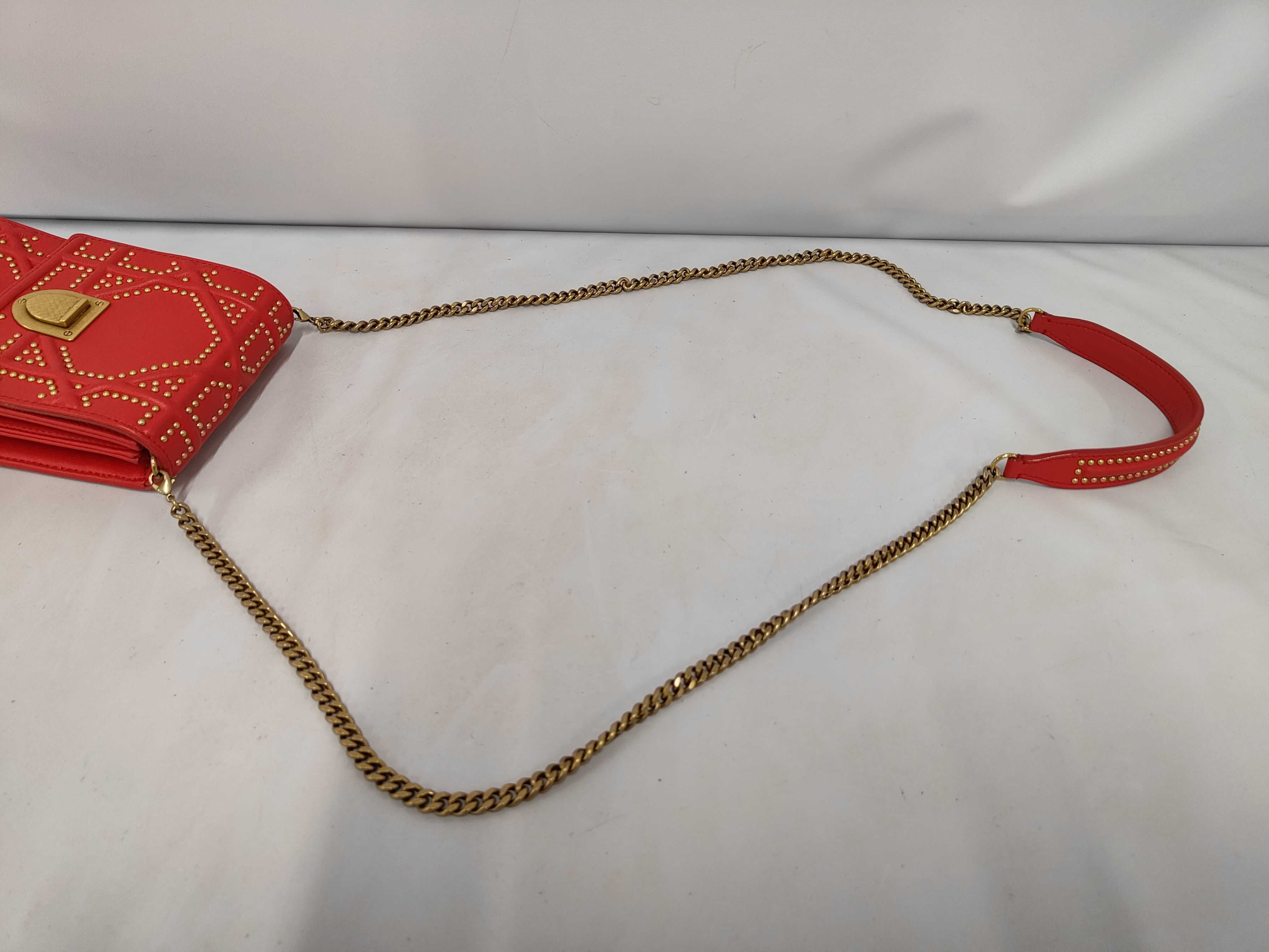 Diorama Gold Leather Studded Chain Shoulder Bag — view 7