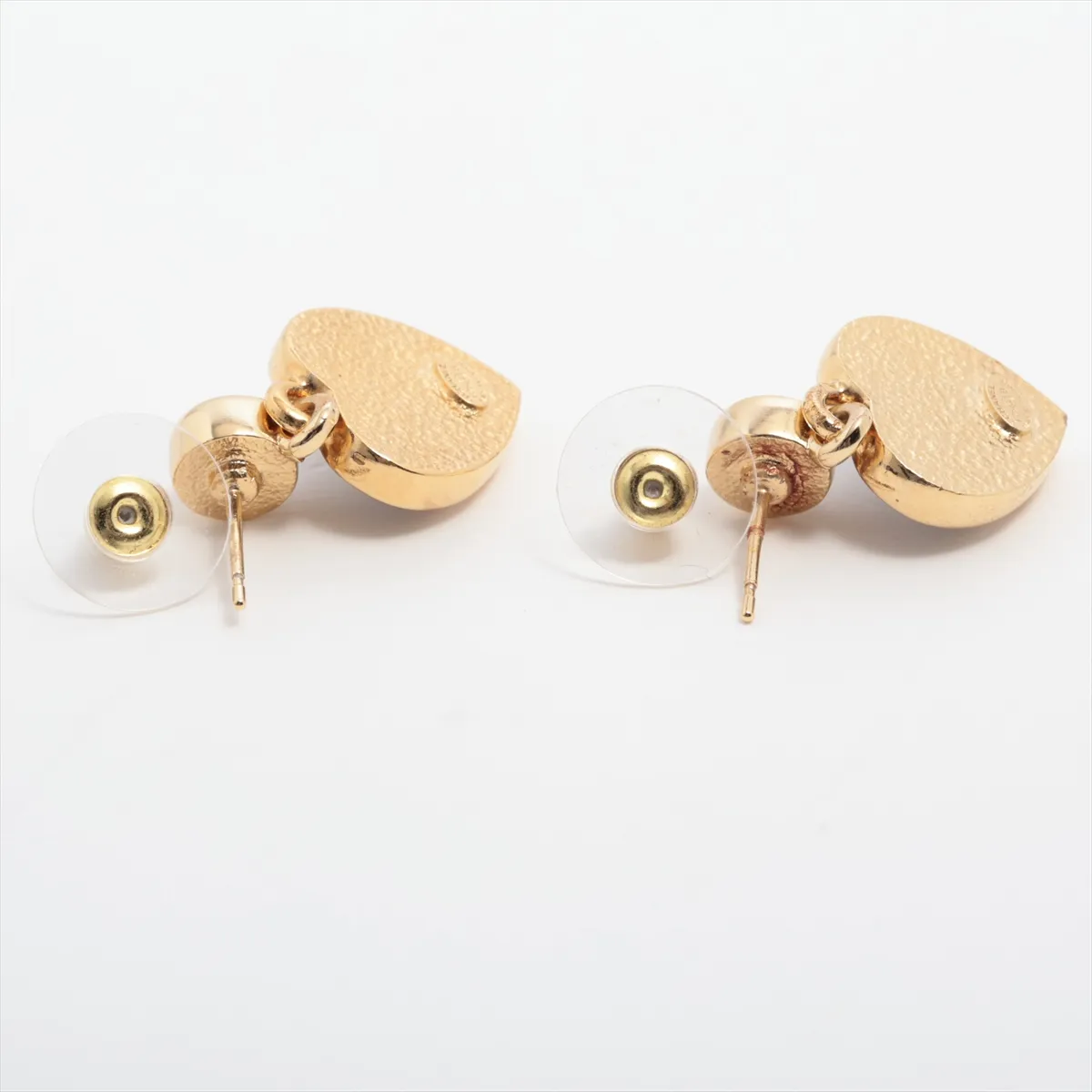 Cocomark Heart F25B Earrings (for both ears) GP x Rhinestone Black x Gold — view 4