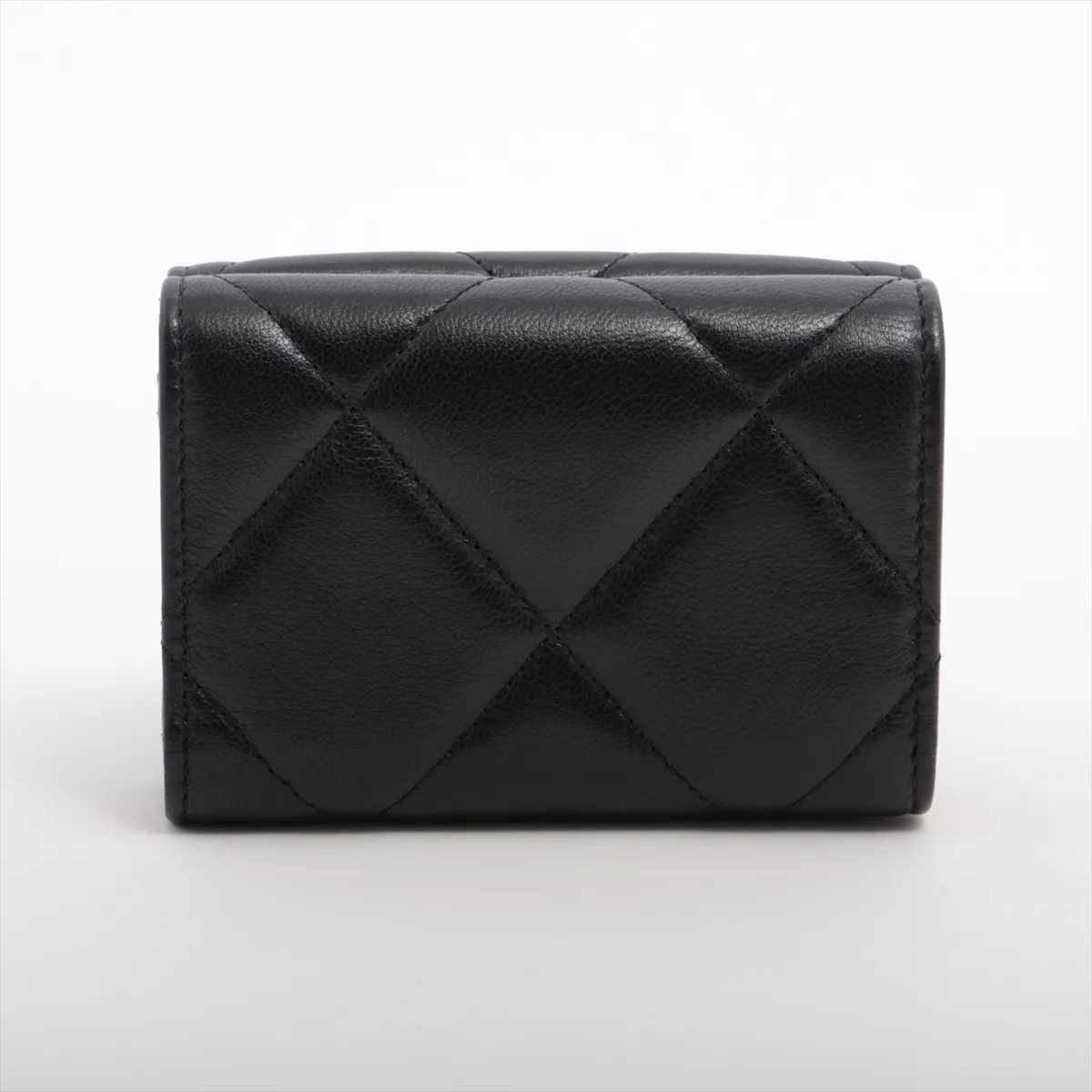 19 Lambskin Compact Wallet Black x Pink Gold Hardware TTTU7T91 — view 2