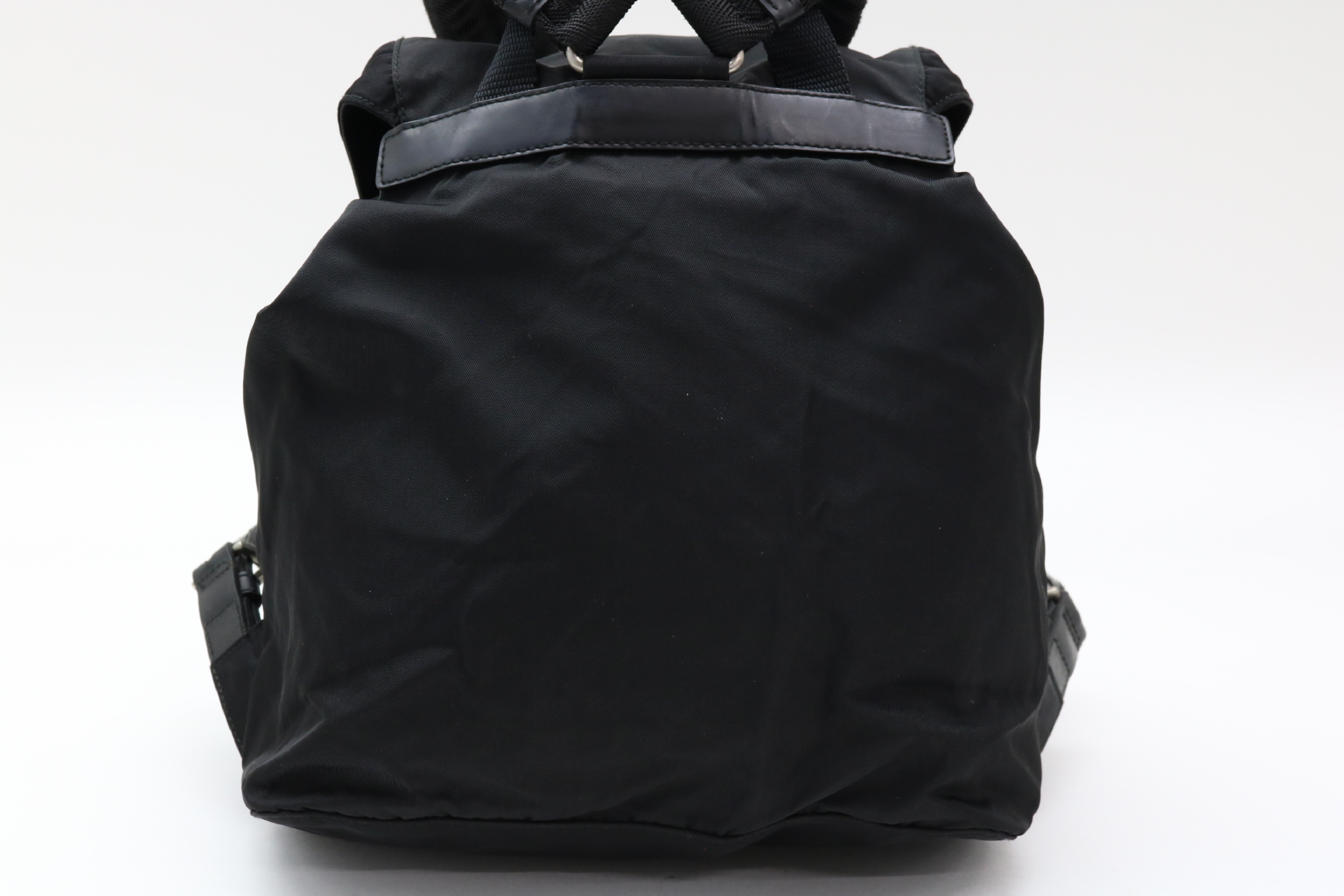 Nylon Backpack with Triangle Logo Plate — view 2