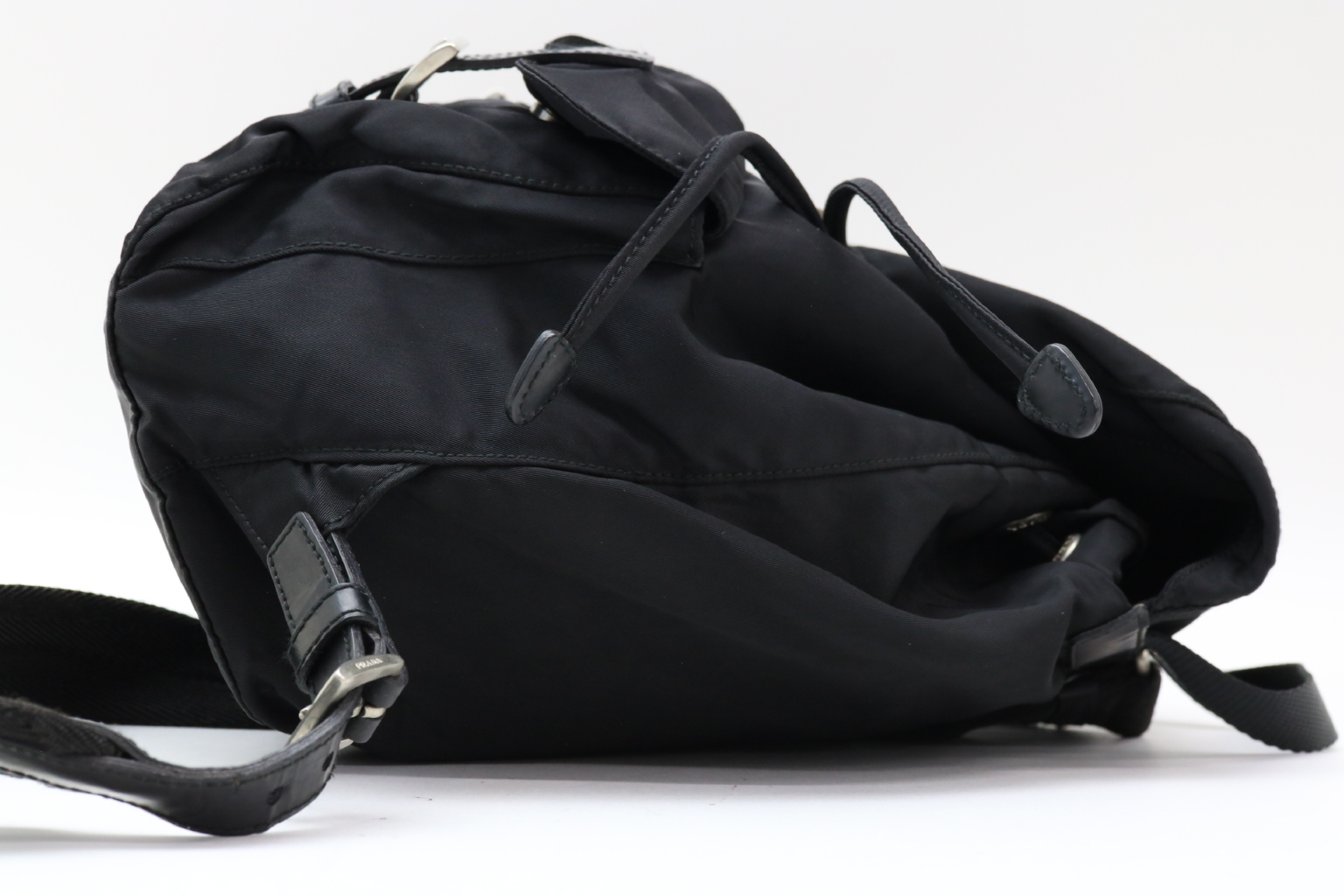 Nylon Backpack with Triangle Logo Plate — view 4