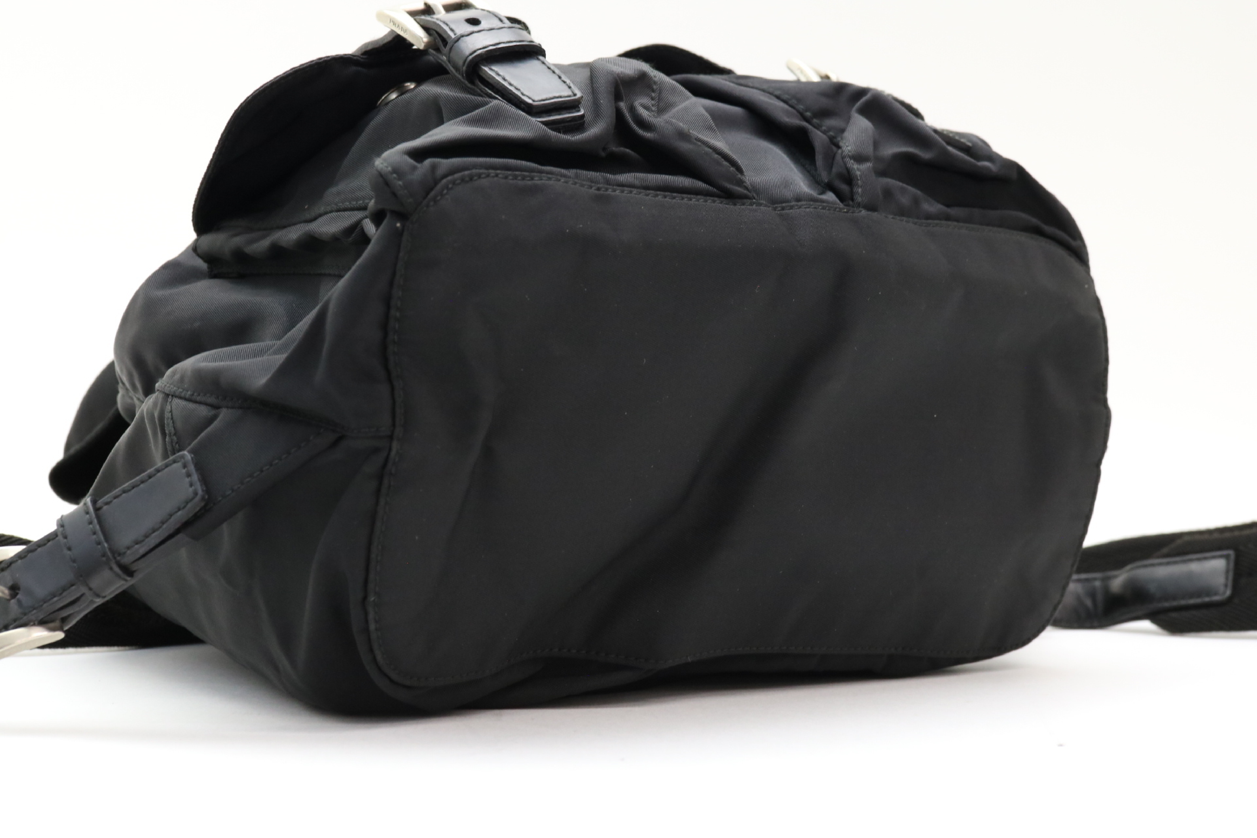 Nylon Backpack with Triangle Logo Plate — view 5