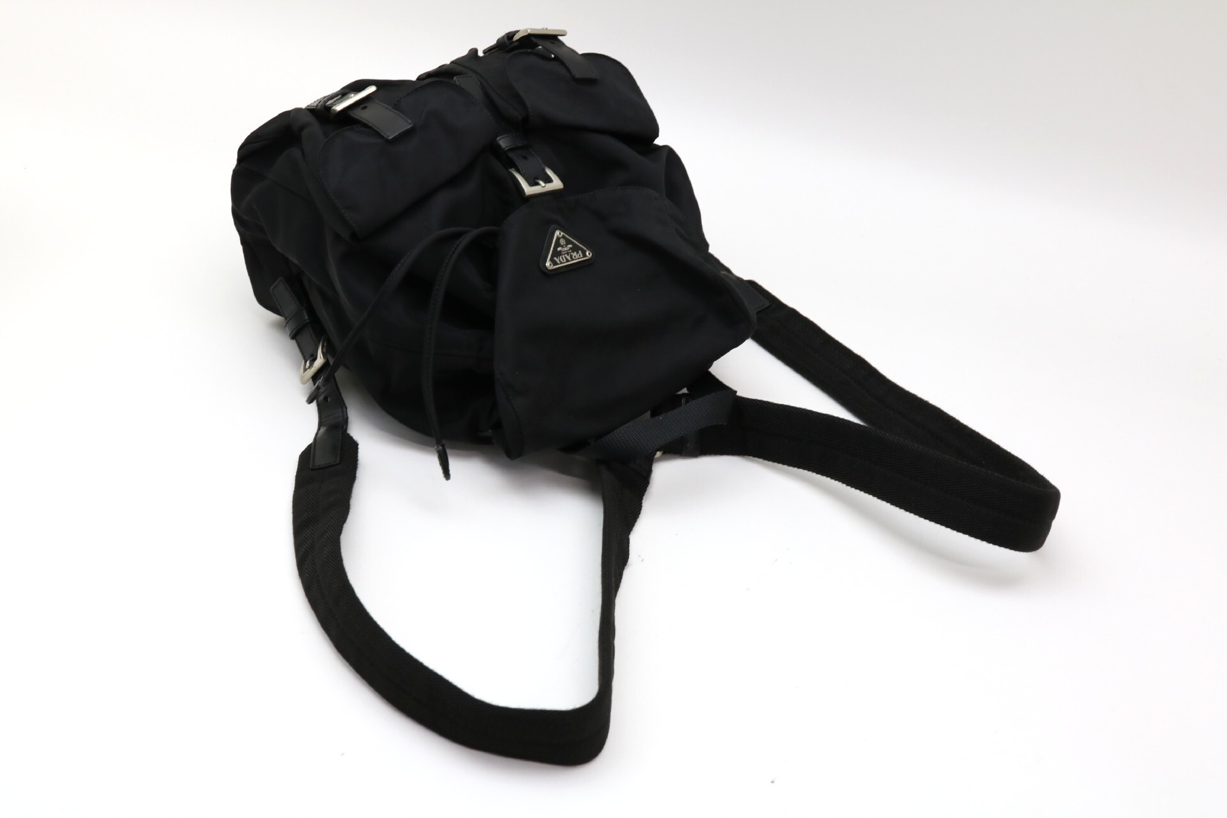 Nylon Backpack with Triangle Logo Plate — view 8