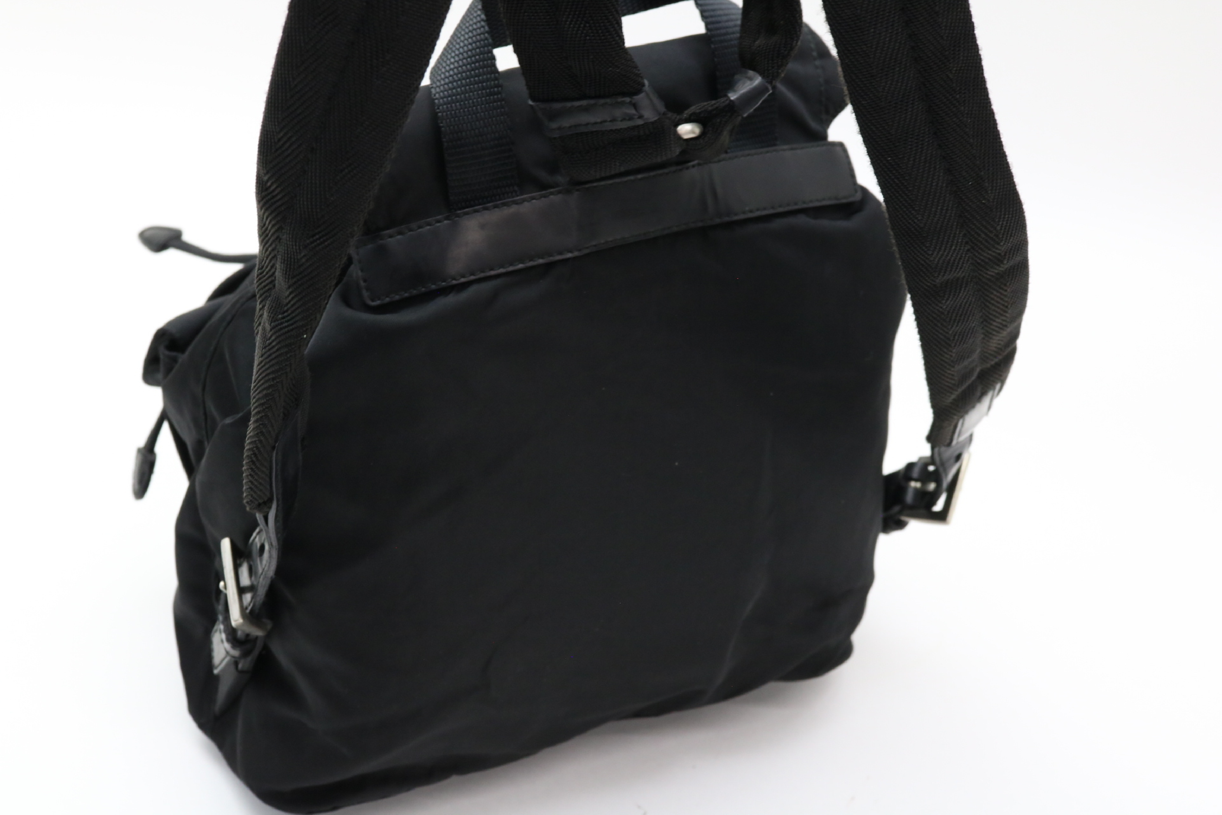Nylon Backpack with Triangle Logo Plate — view 9